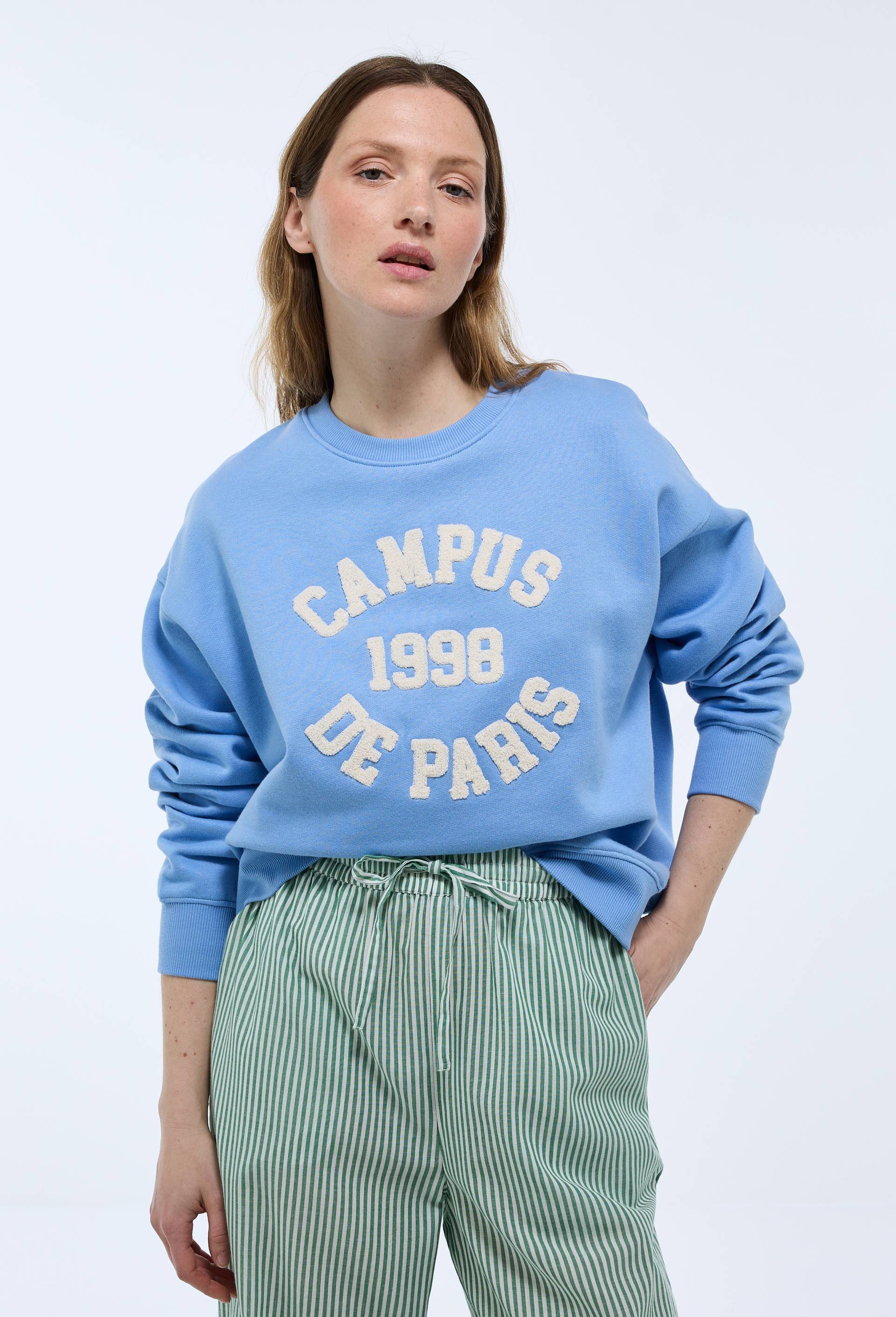 Sweat manches longues en coton BIO GOTS, Bleu, swatch image