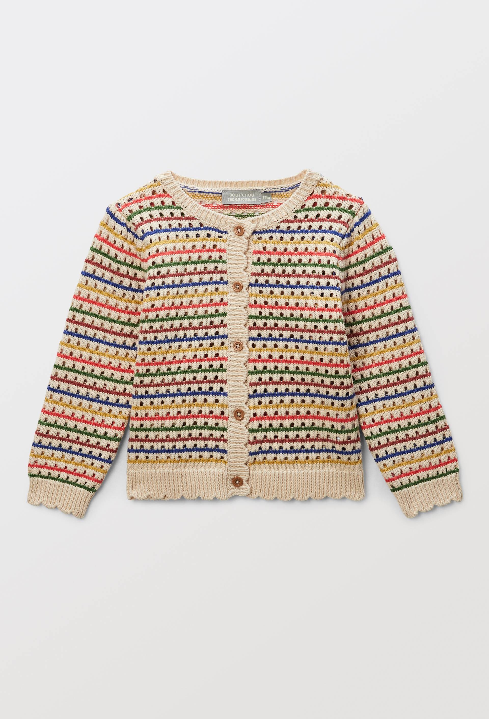 Cardigan tricot ray&eacute; en coton, Beige clair, large image number 4.0