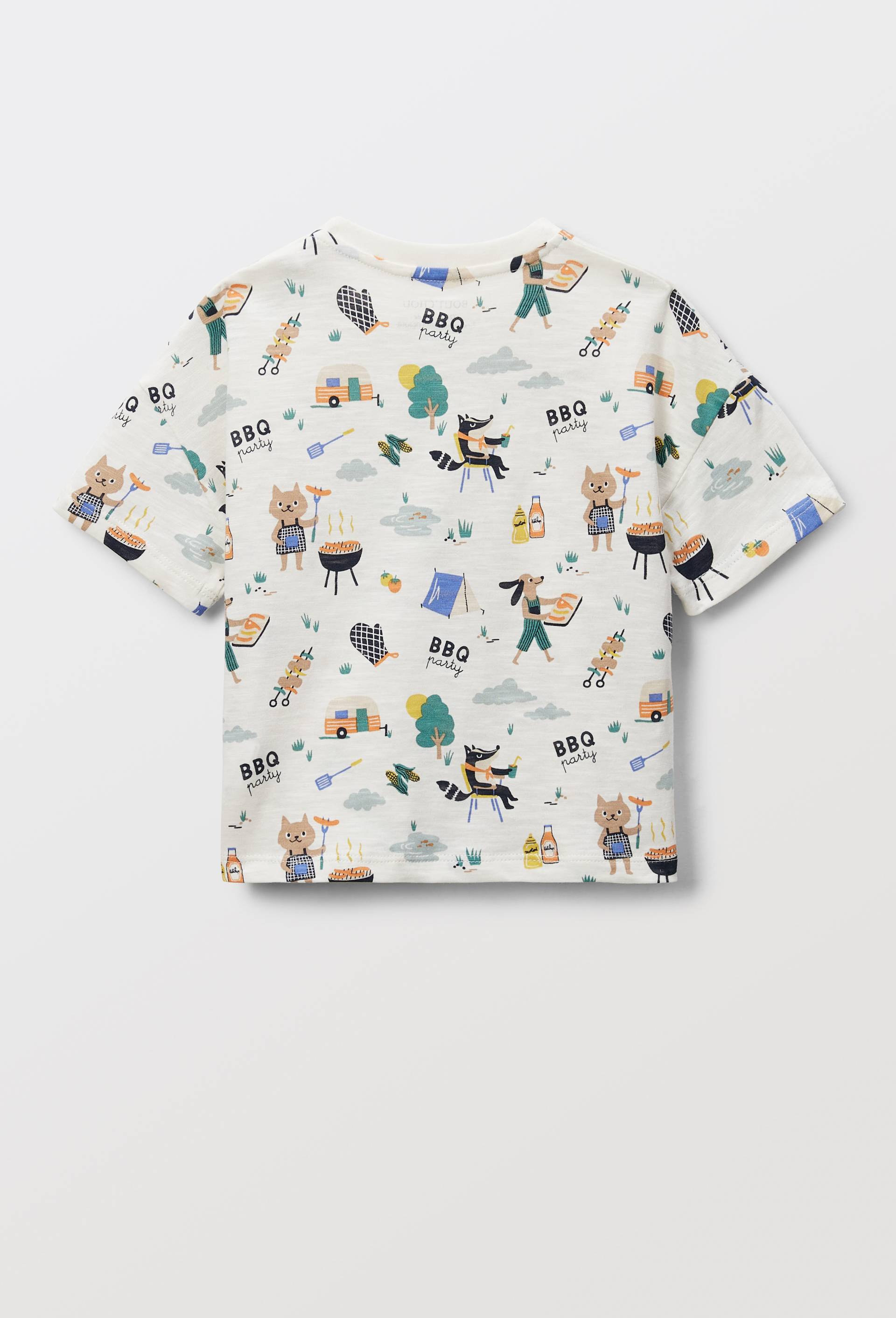 T-shirt manches courtes imprim&eacute; en coton BIO GOTS, Ecru, large image number 4.0