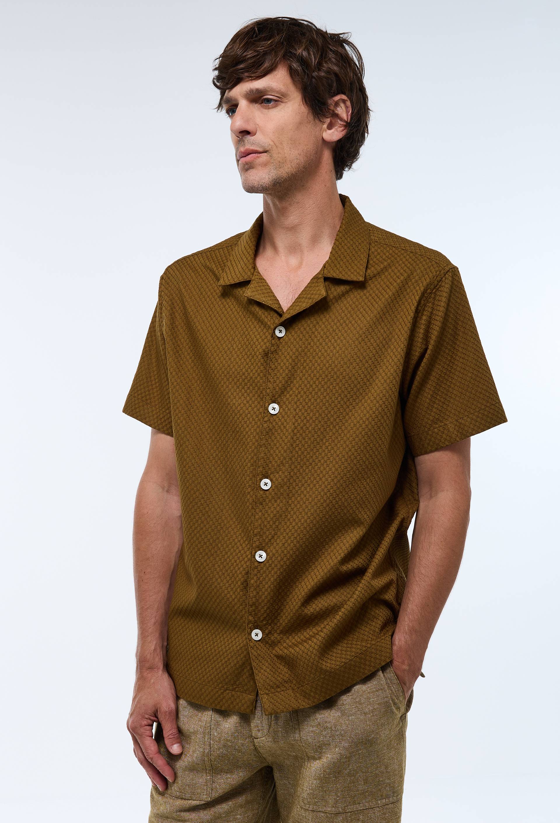 Chemise manches courtes en coton BIO GOTS, Vert fonc&eacute;, large image number 3