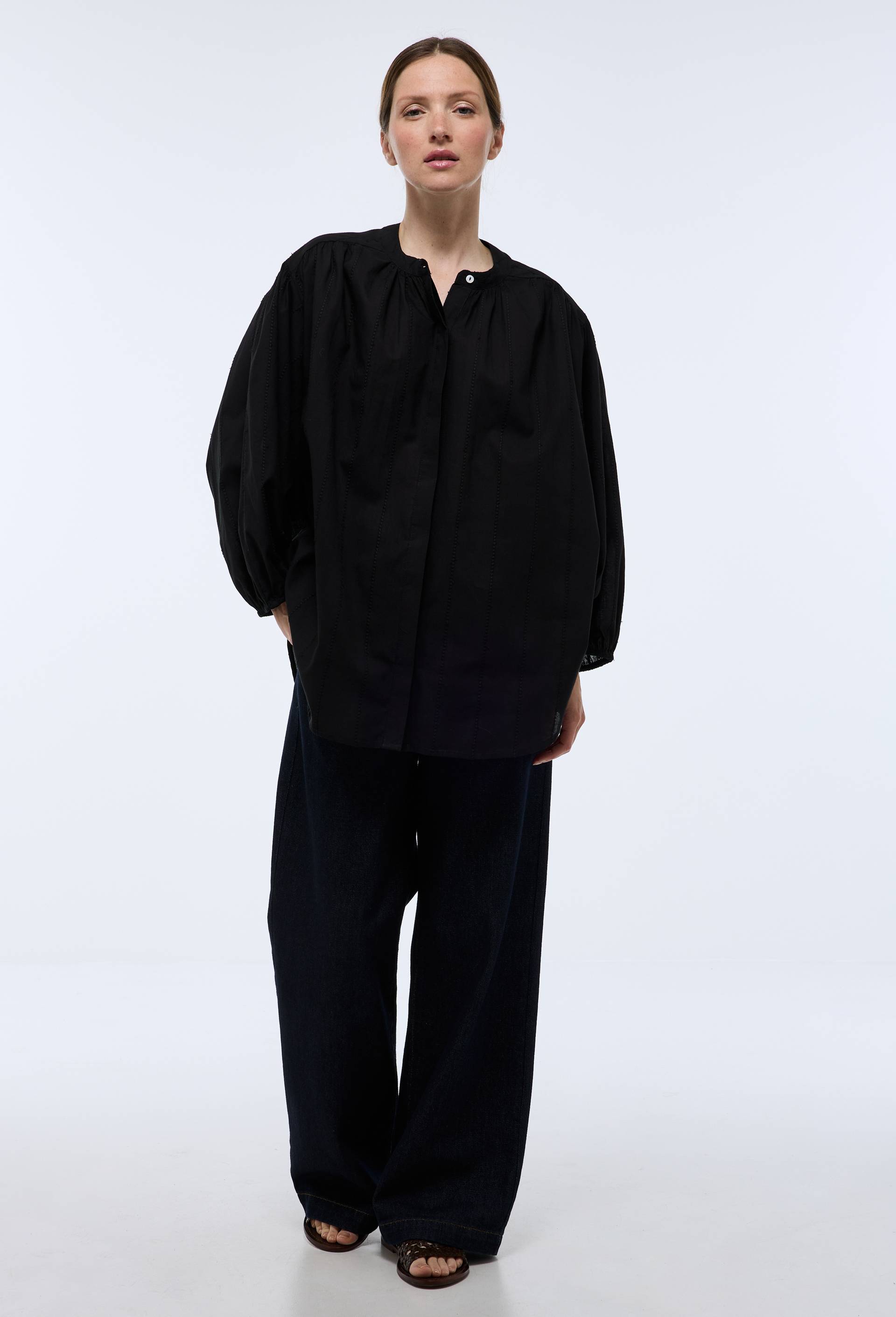 Chemise manches trois quarts brodée en coton BIO GOTS - MONOPRIX - Modalova