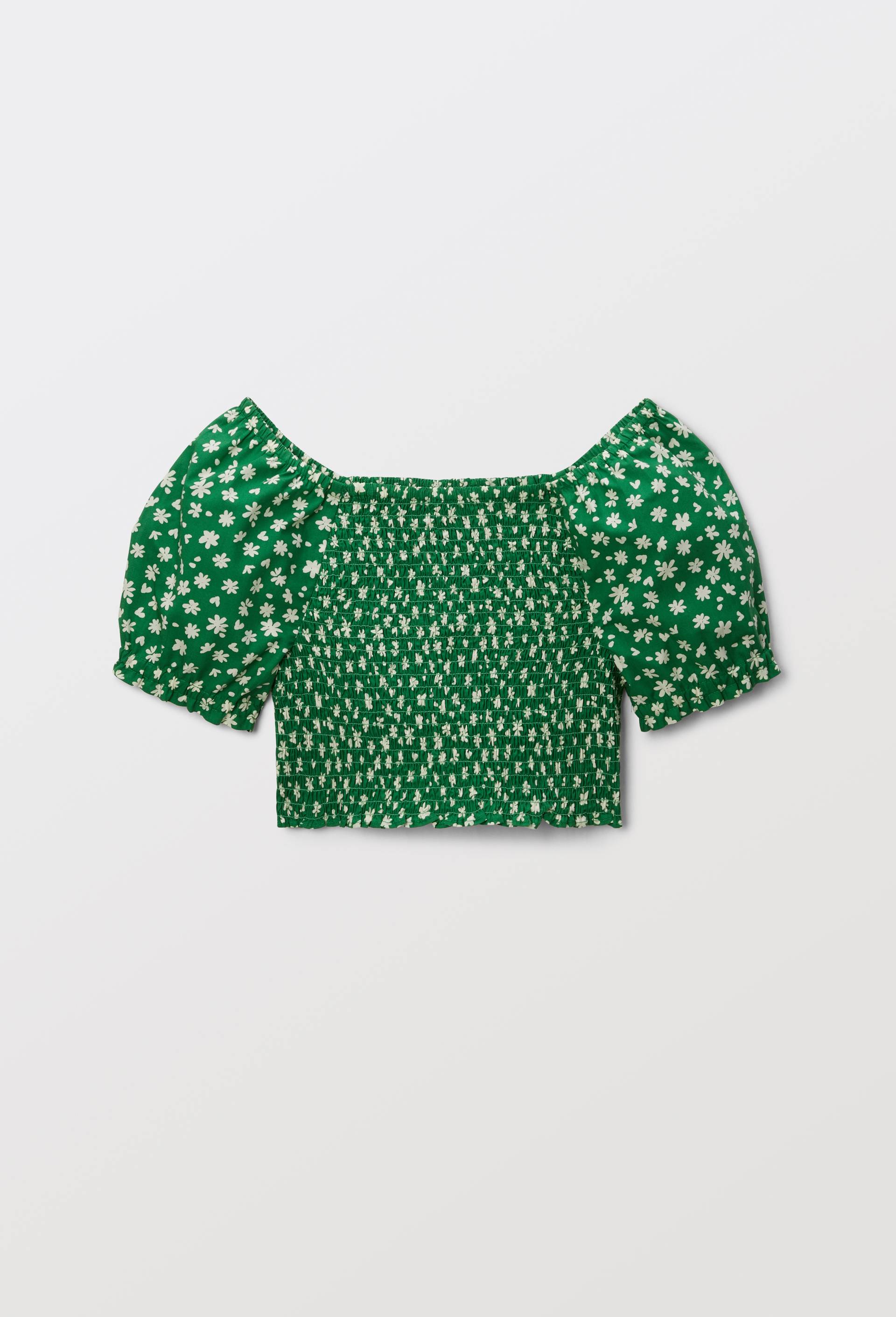 Blouse &agrave; smocks imprim&eacute;, Vert, large image number 1.0