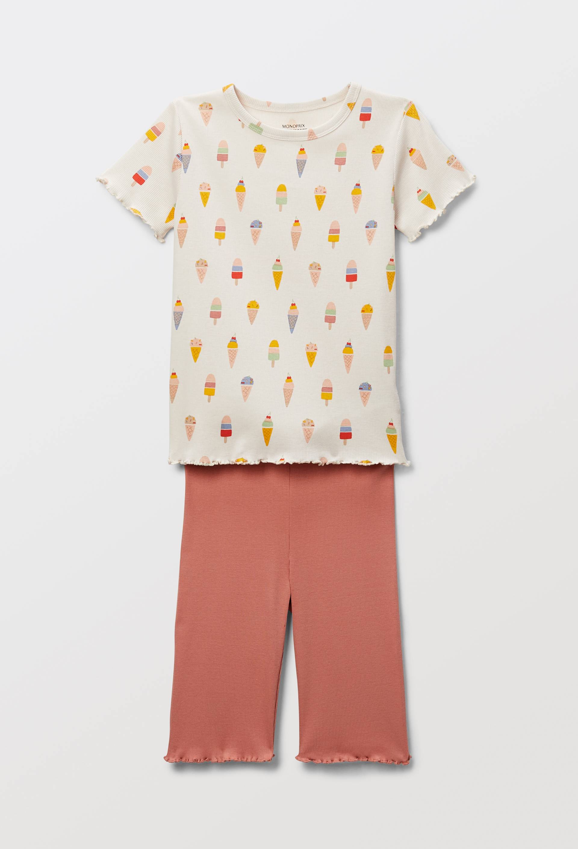 Lot de 2 pyjamas shorts imprimé en jersey coton BIO GOTS, Orange, large image number 3