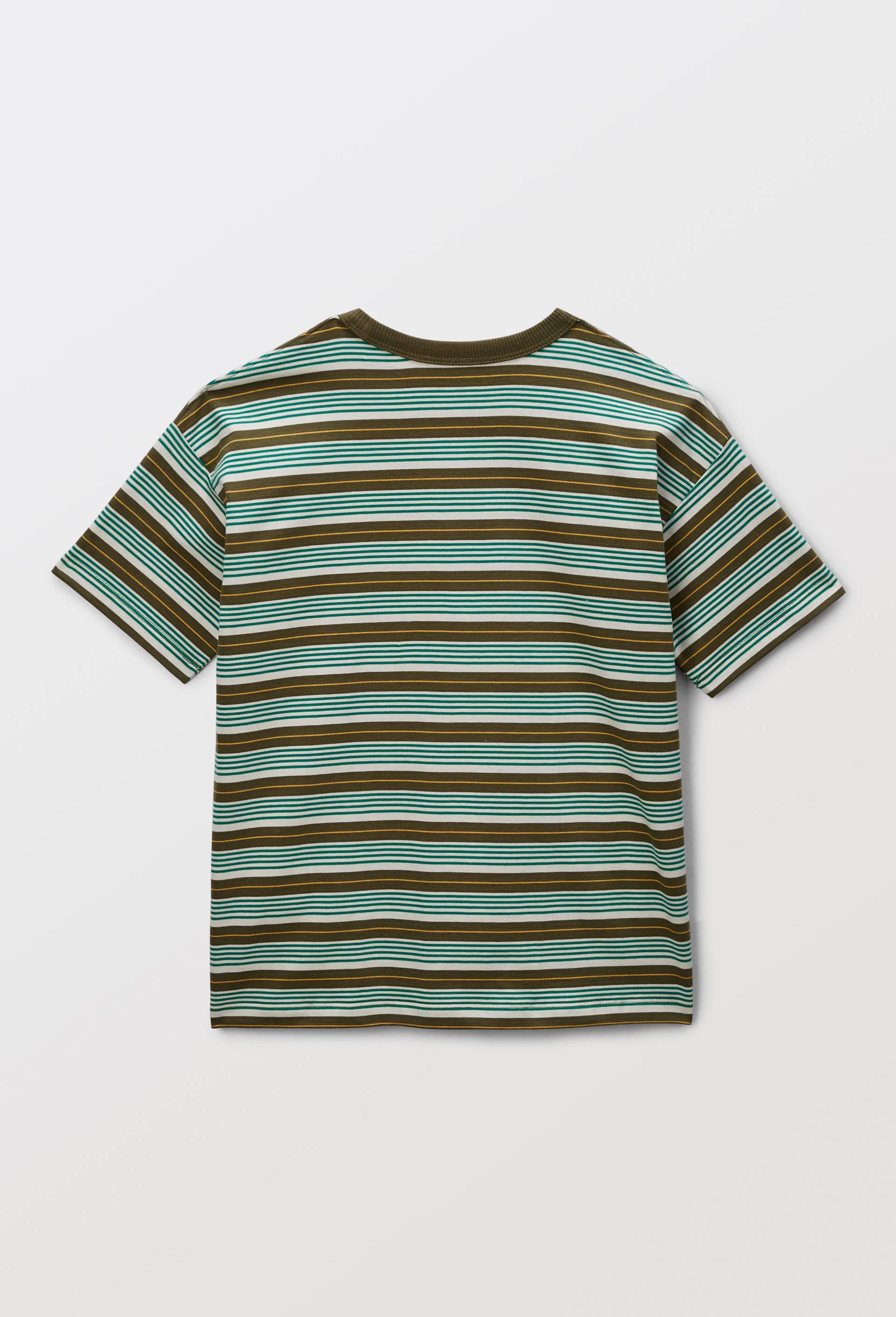T-shirt manches courtes ray&eacute; en coton BIO GOTS, Vert fonc&eacute;, large image number 2