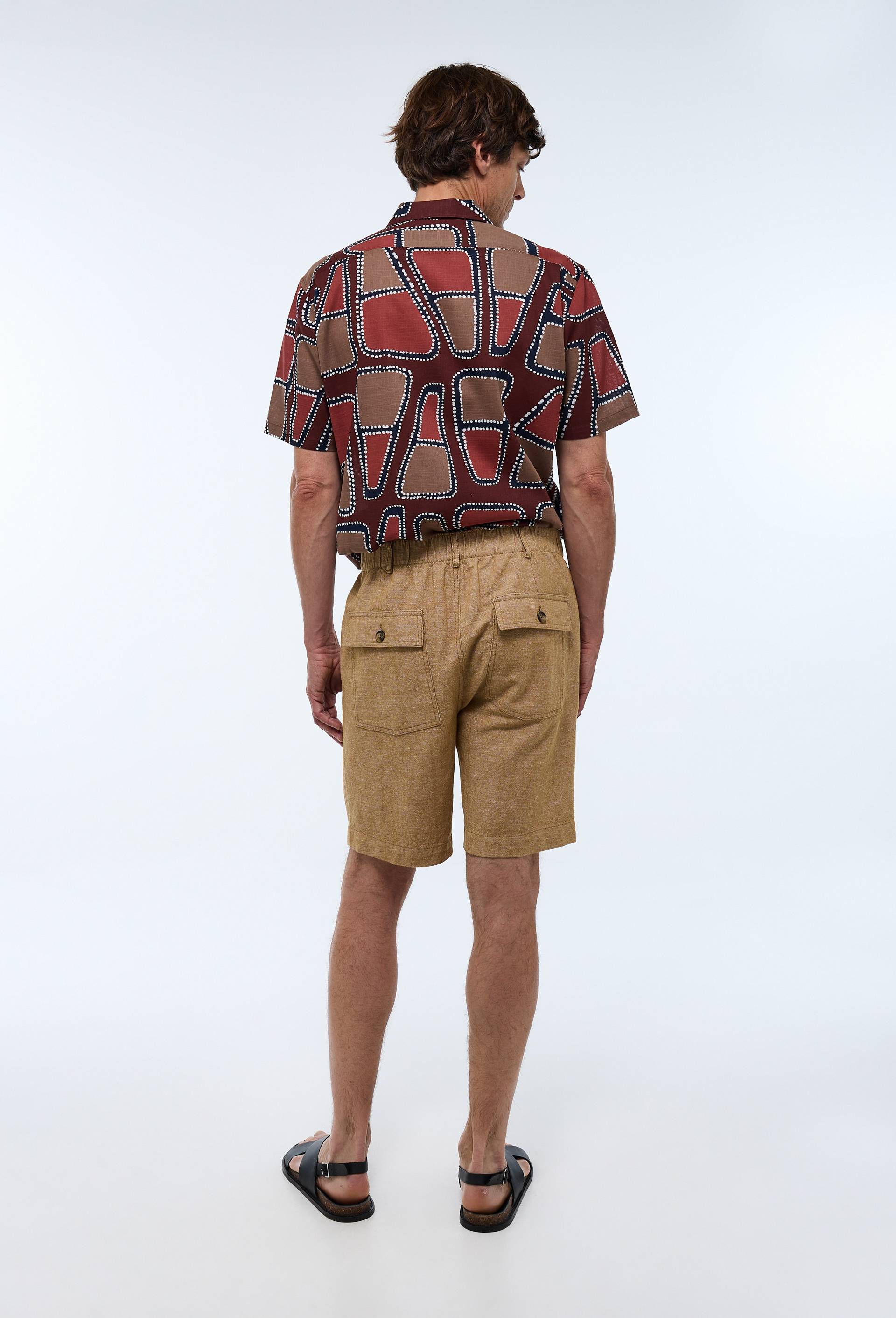 Short en coton et lin, Or, large image number 1.0