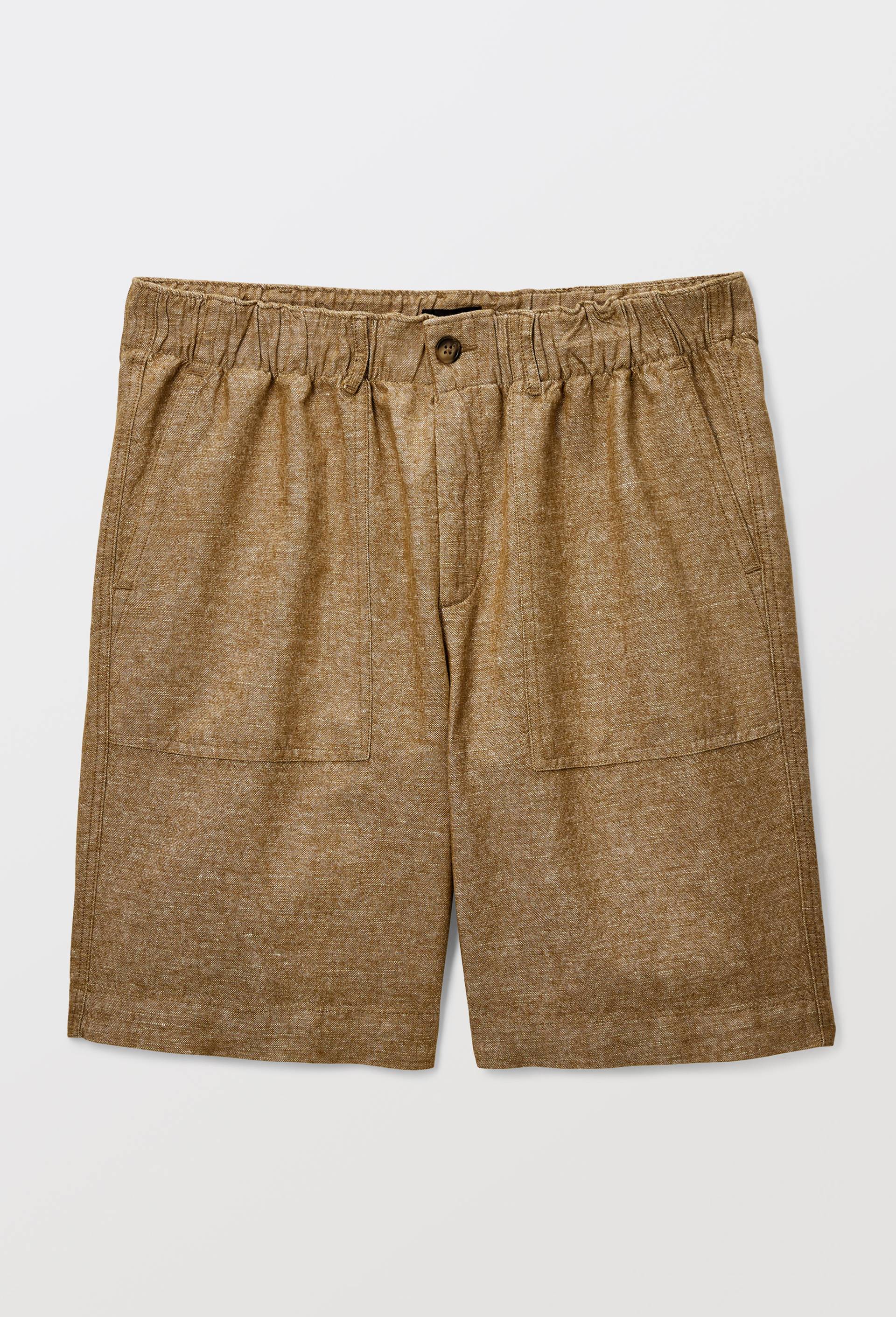 Short en coton et lin, Vert foncé, large image number 2.0