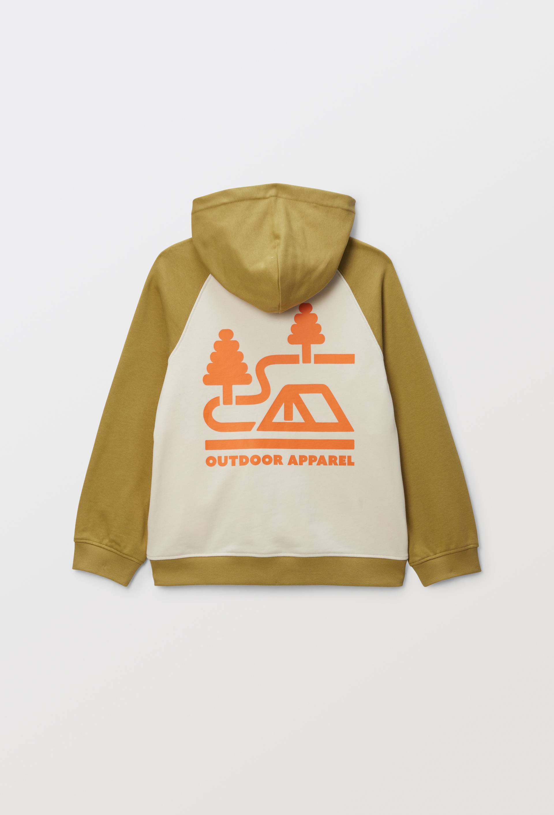 Sweat à capuche zippé imprimé dans le dos en coton BIO GOTS VERT