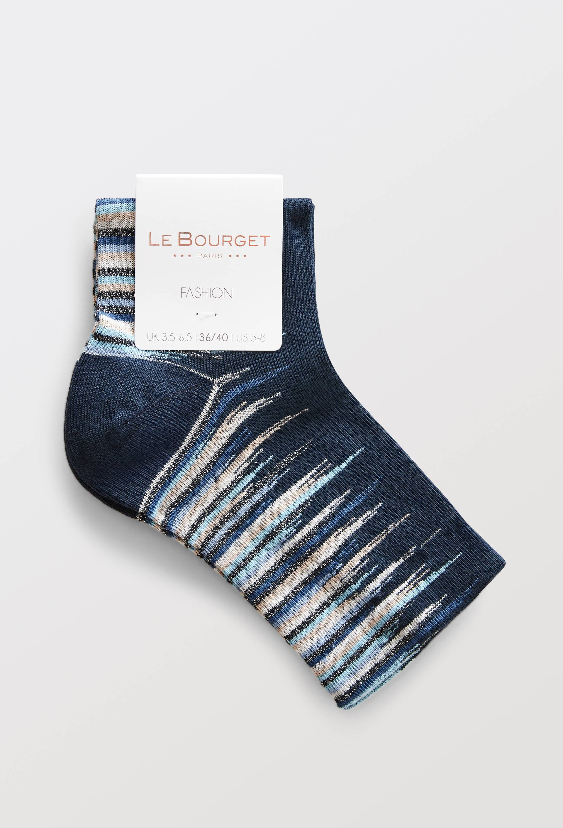 Paire de socquettes fantaisies Le Bourget, Bleu fonc&eacute;, large image number 2