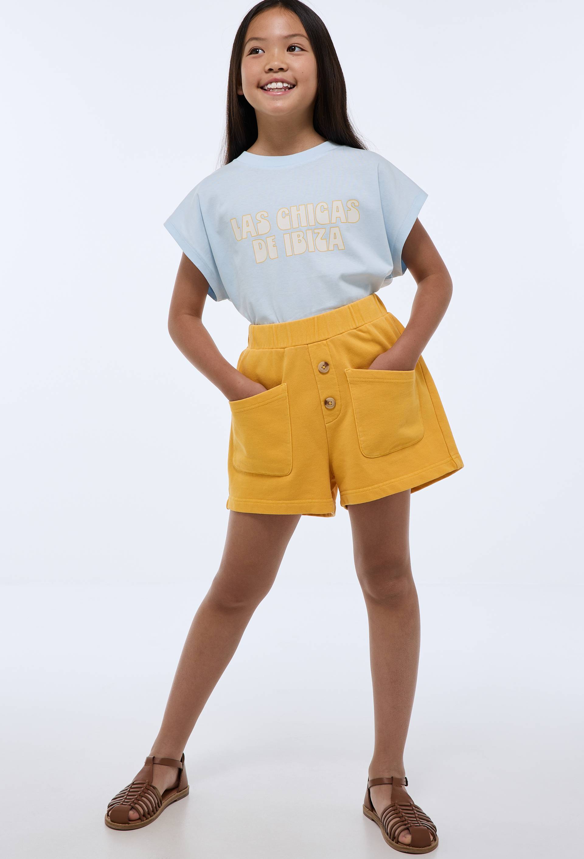 Short molleton en coton BIO GOTS, Jaune, large image number 0