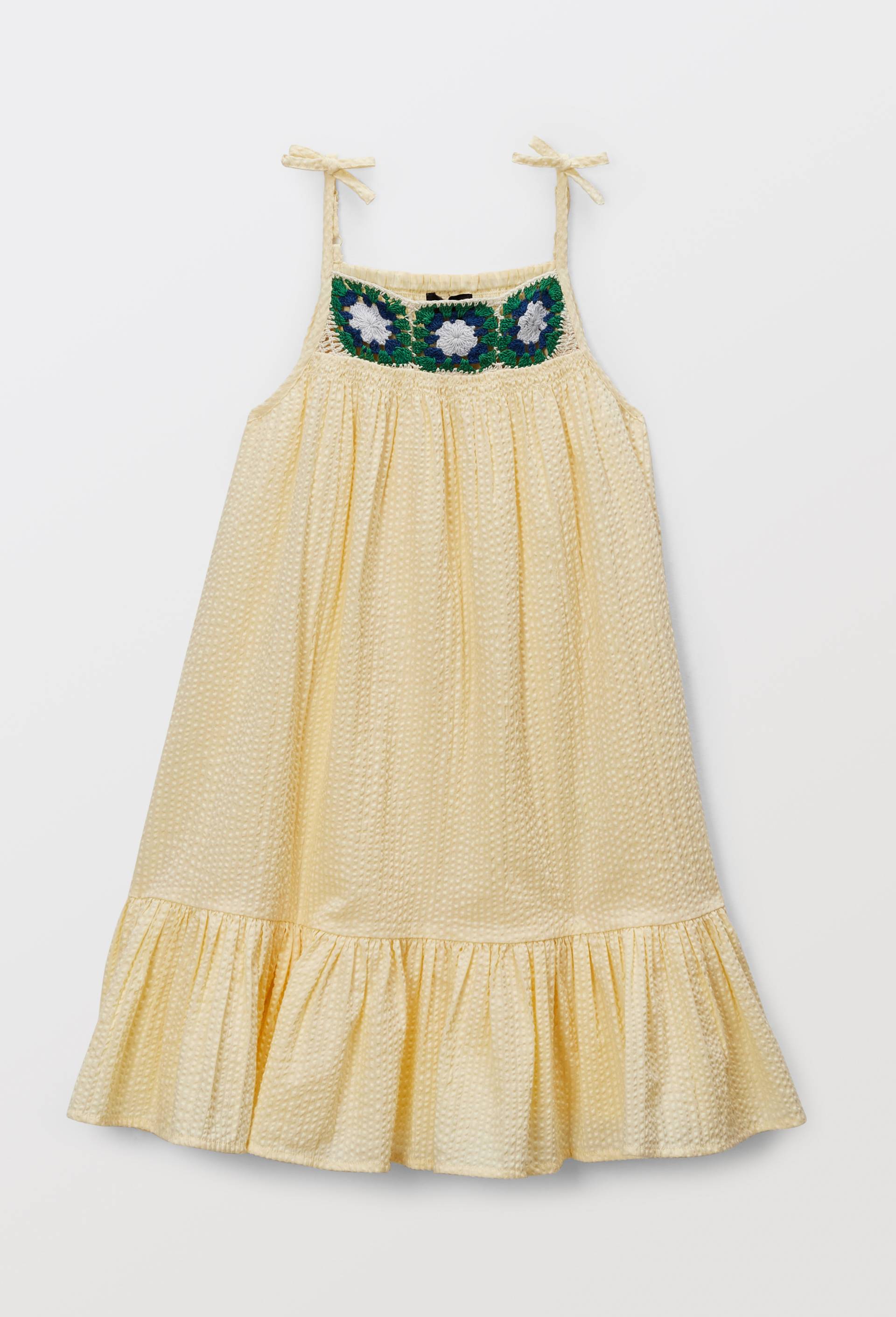 Robe courte &agrave; bretelles en crochet, Jaune clair, large image number 1