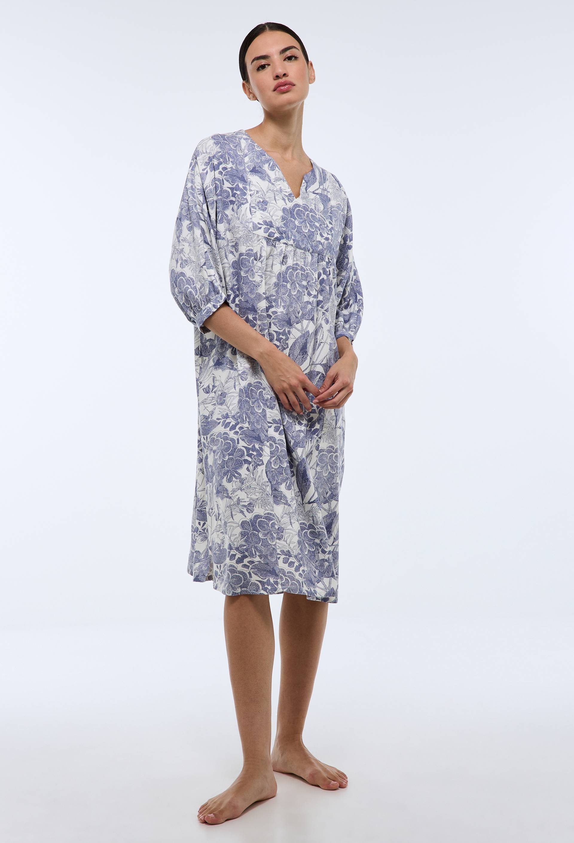 Chemise de nuit imprim?�e ?� manches courtes ECRU pour femme MONOPRIX