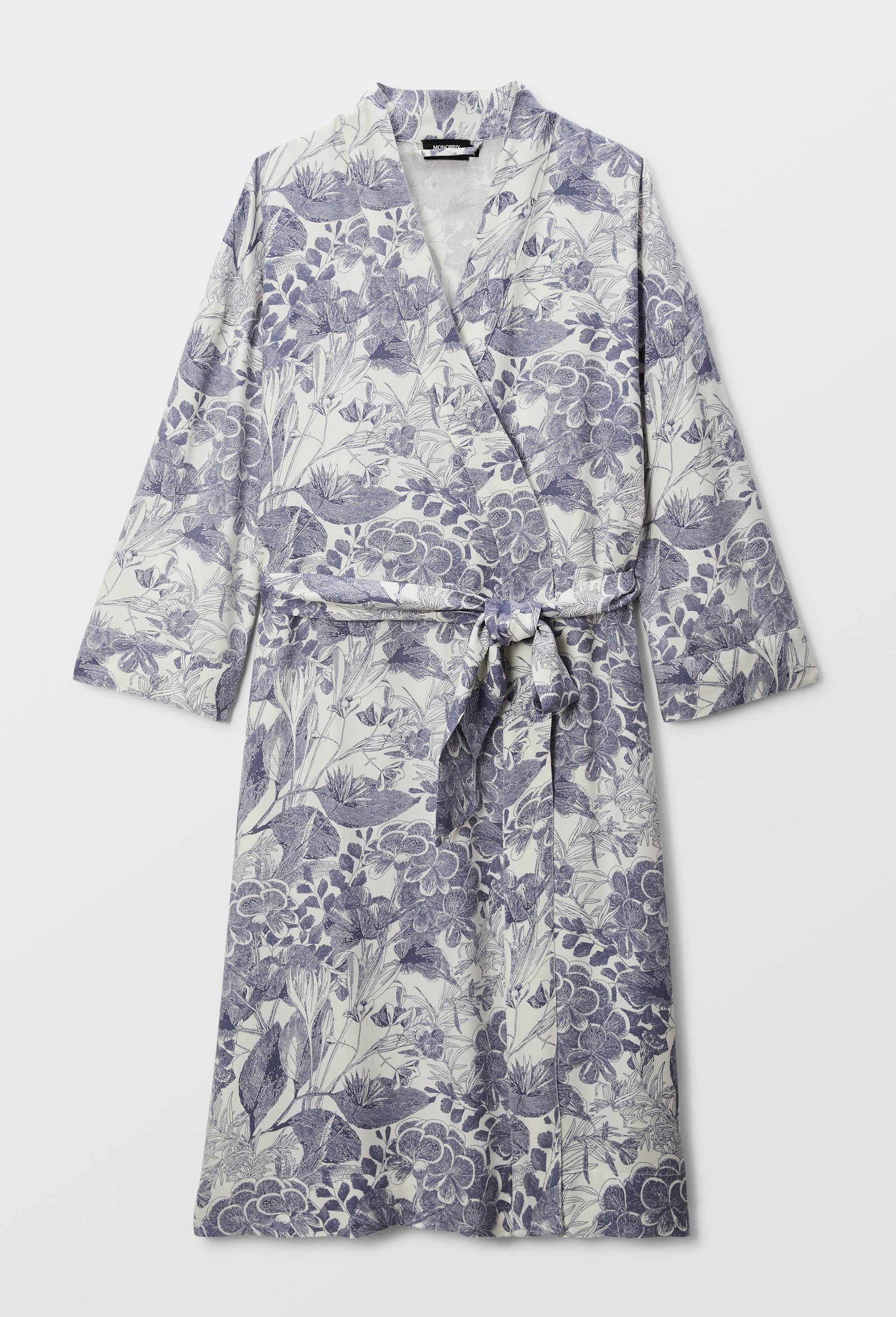 Kimono long imprimé effet toile de jouy ECRU pour femme MONOPRIX