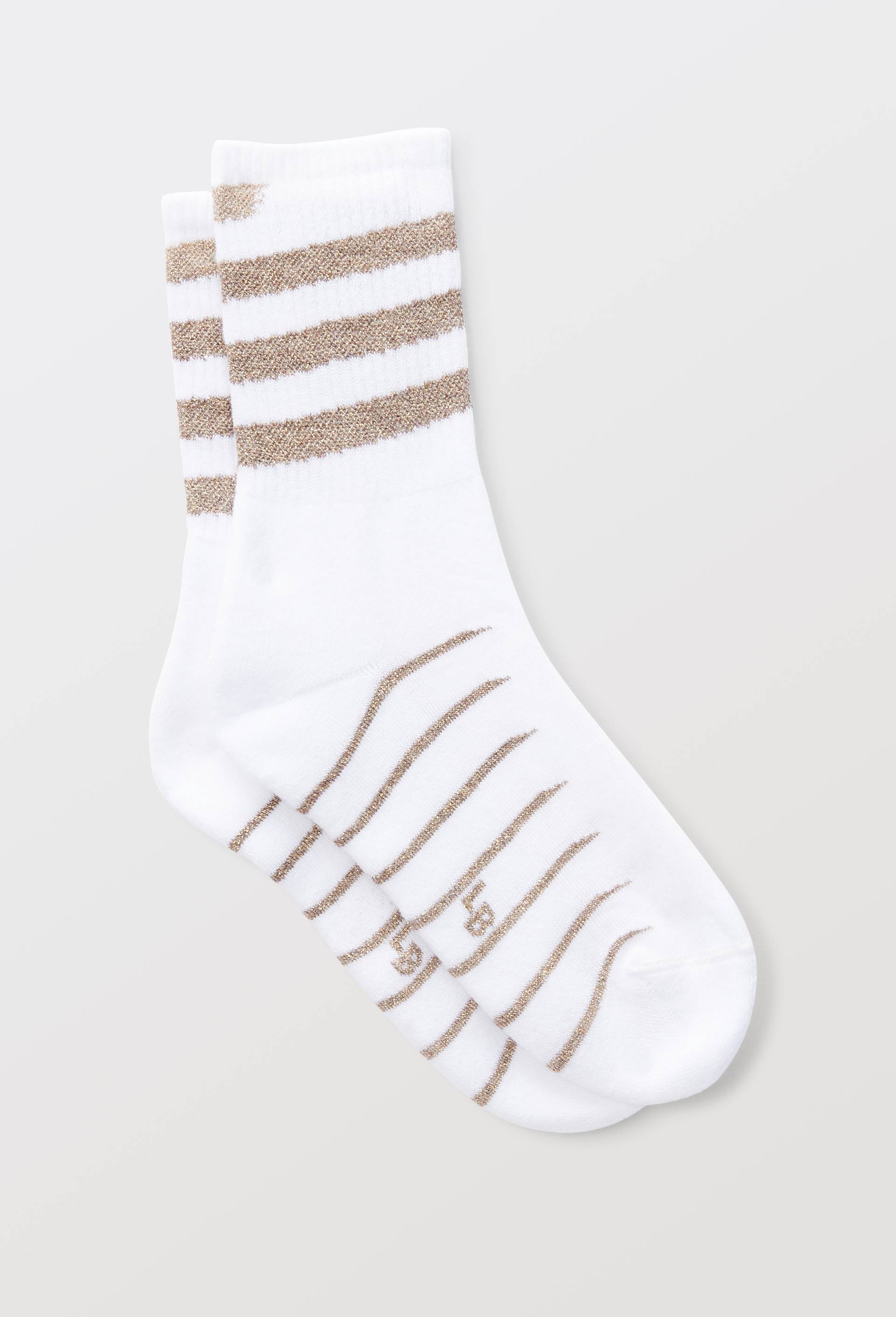 Paire de socquettes sport, motif rayures lurex Le Bourget, Or, large image number 0