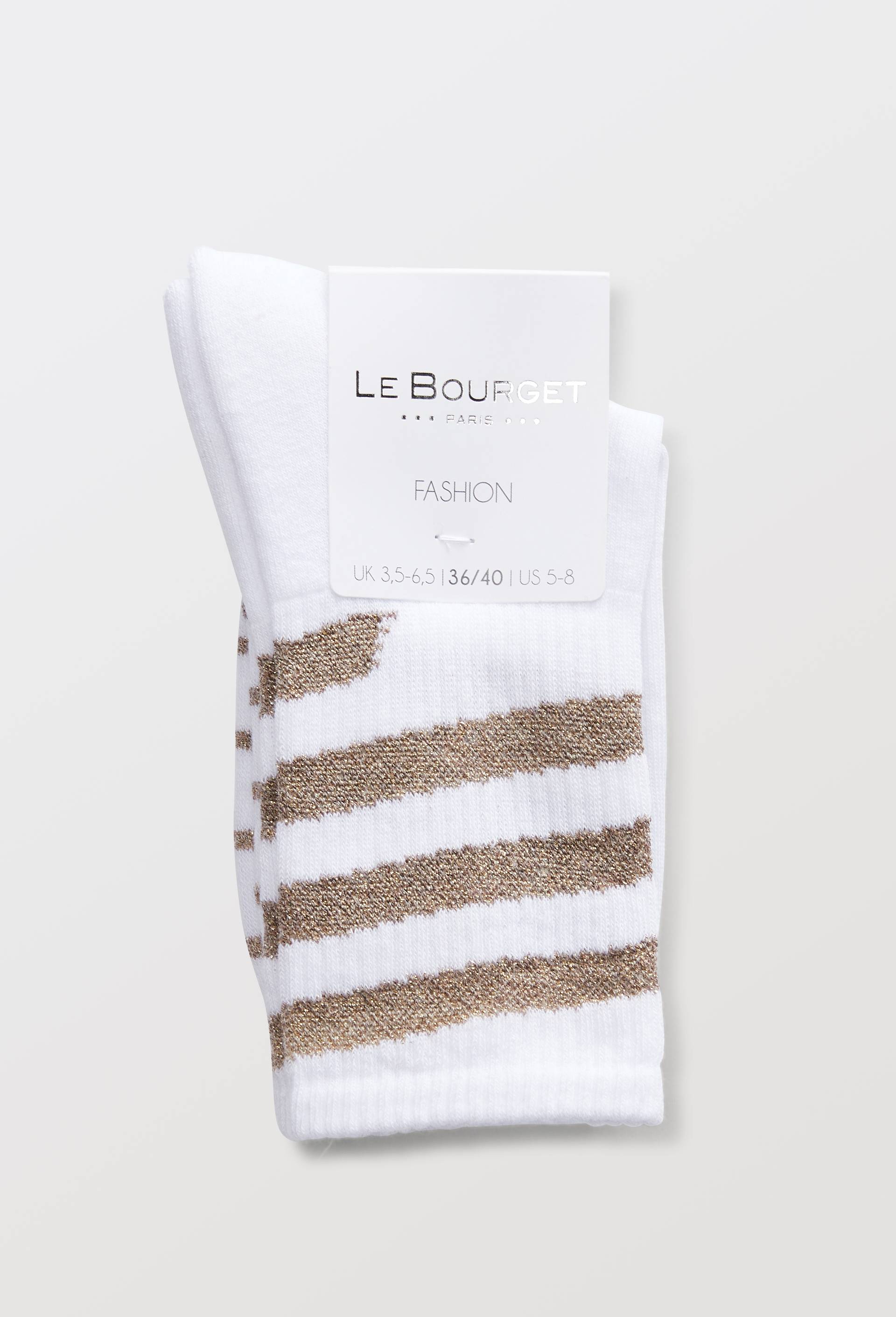 Paire de socquettes sport, motif rayures lurex Le Bourget, Or, large image number 2