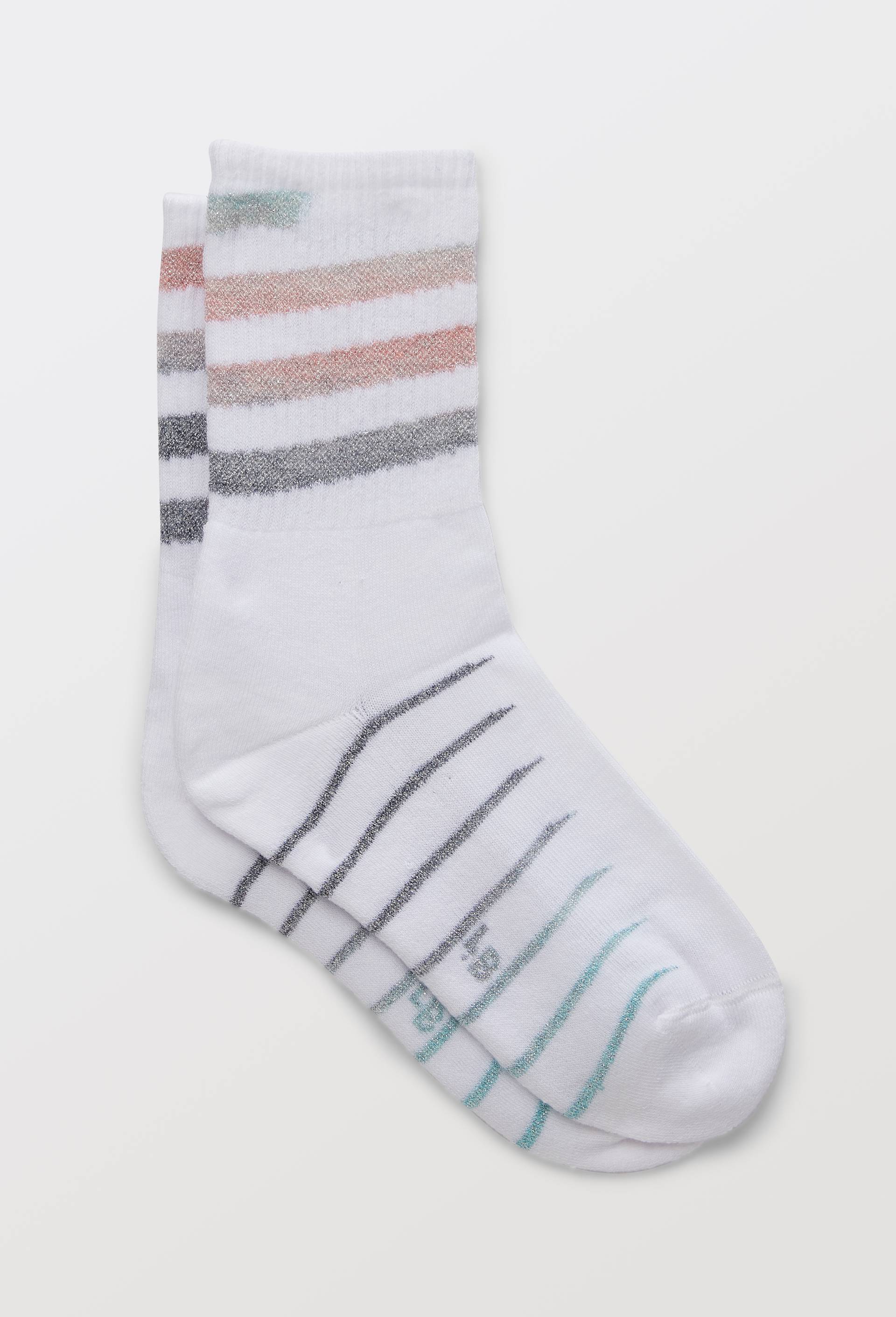 Paire de socquettes sport, motif rayures lurex Le Bourget, Rose clair, large image number 0.0