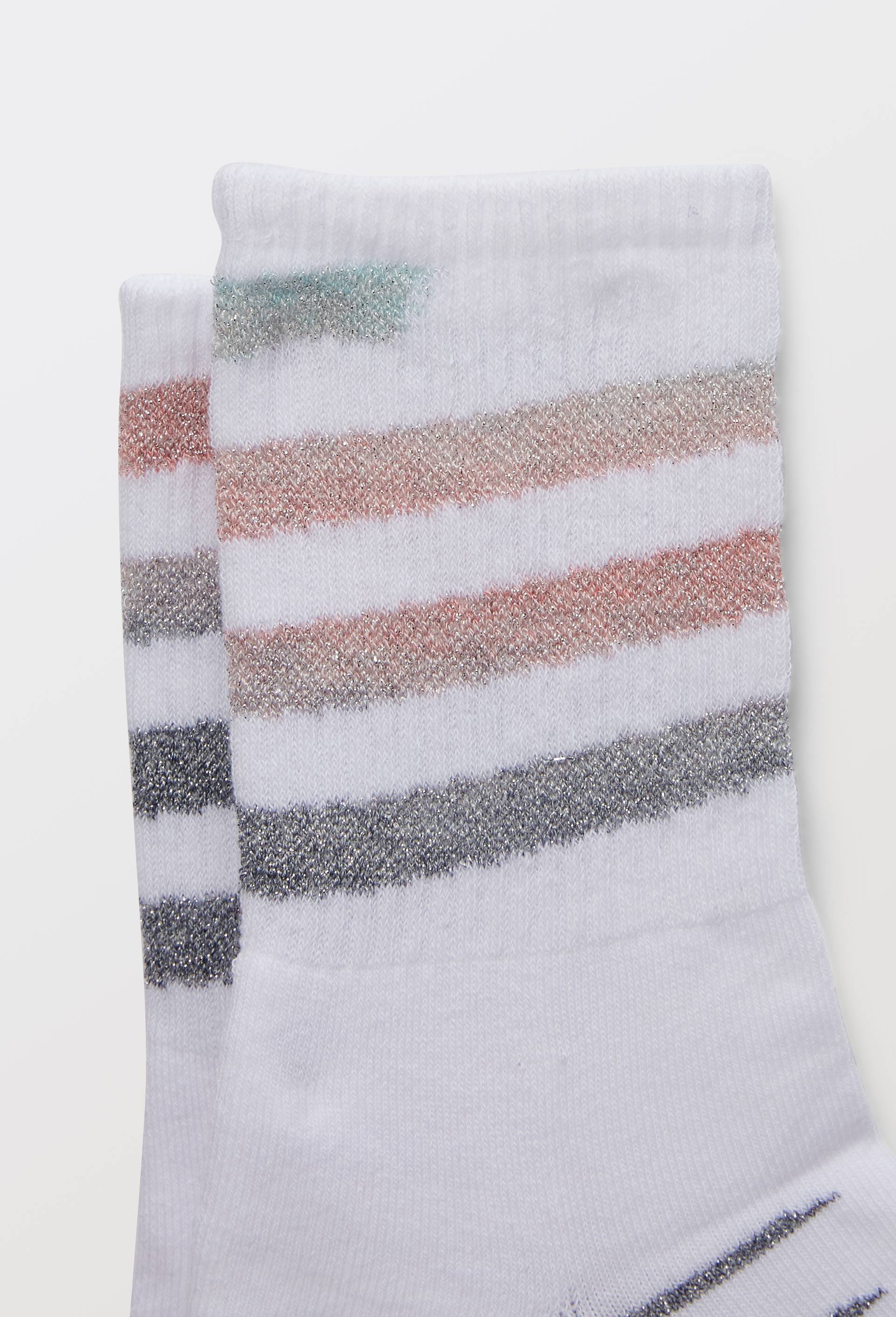 Paire de socquettes sport, motif rayures lurex Le Bourget, Rose clair, large image number 1