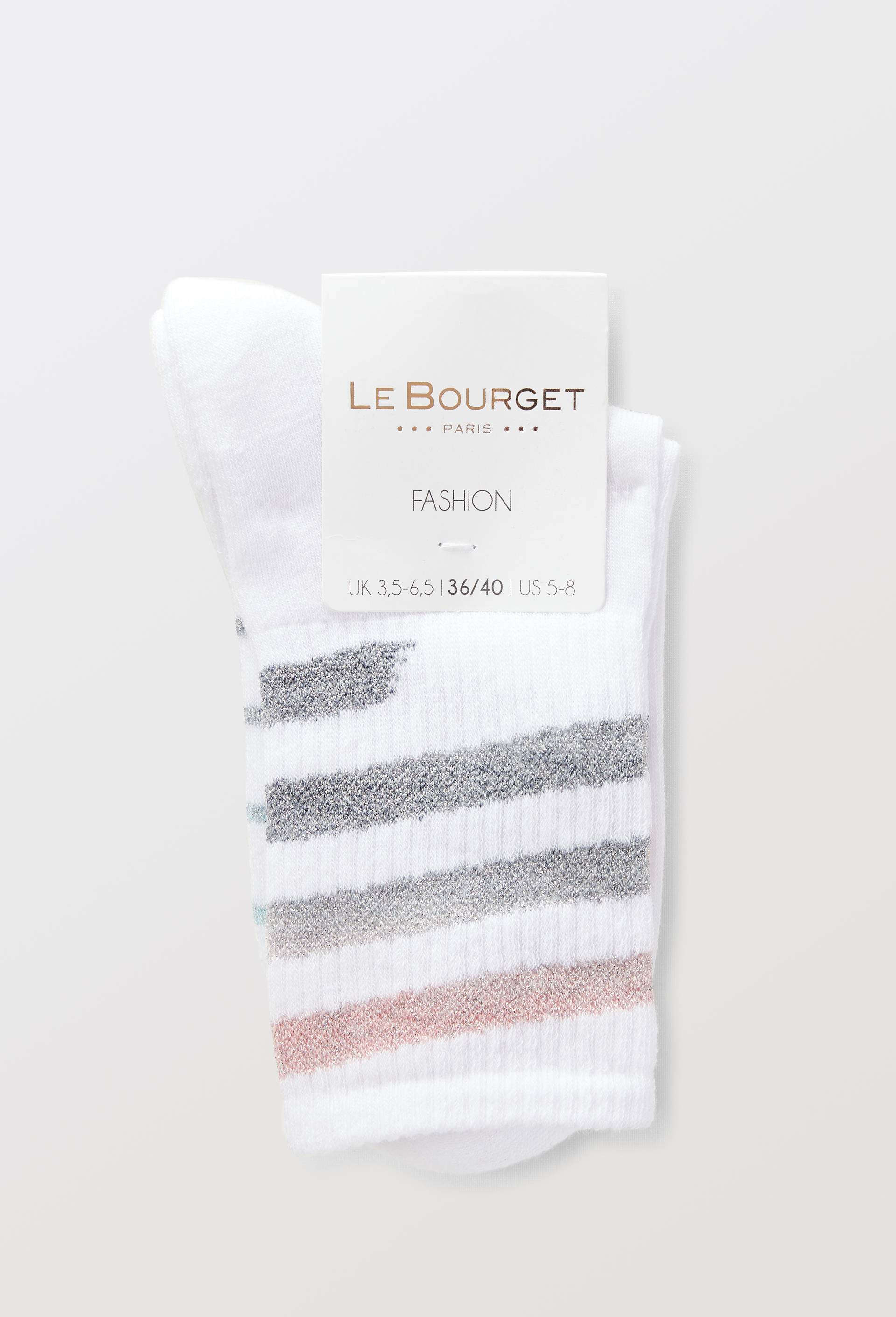 Paire de socquettes sport, motif rayures lurex Le Bourget, Rose clair, large image number 2.0