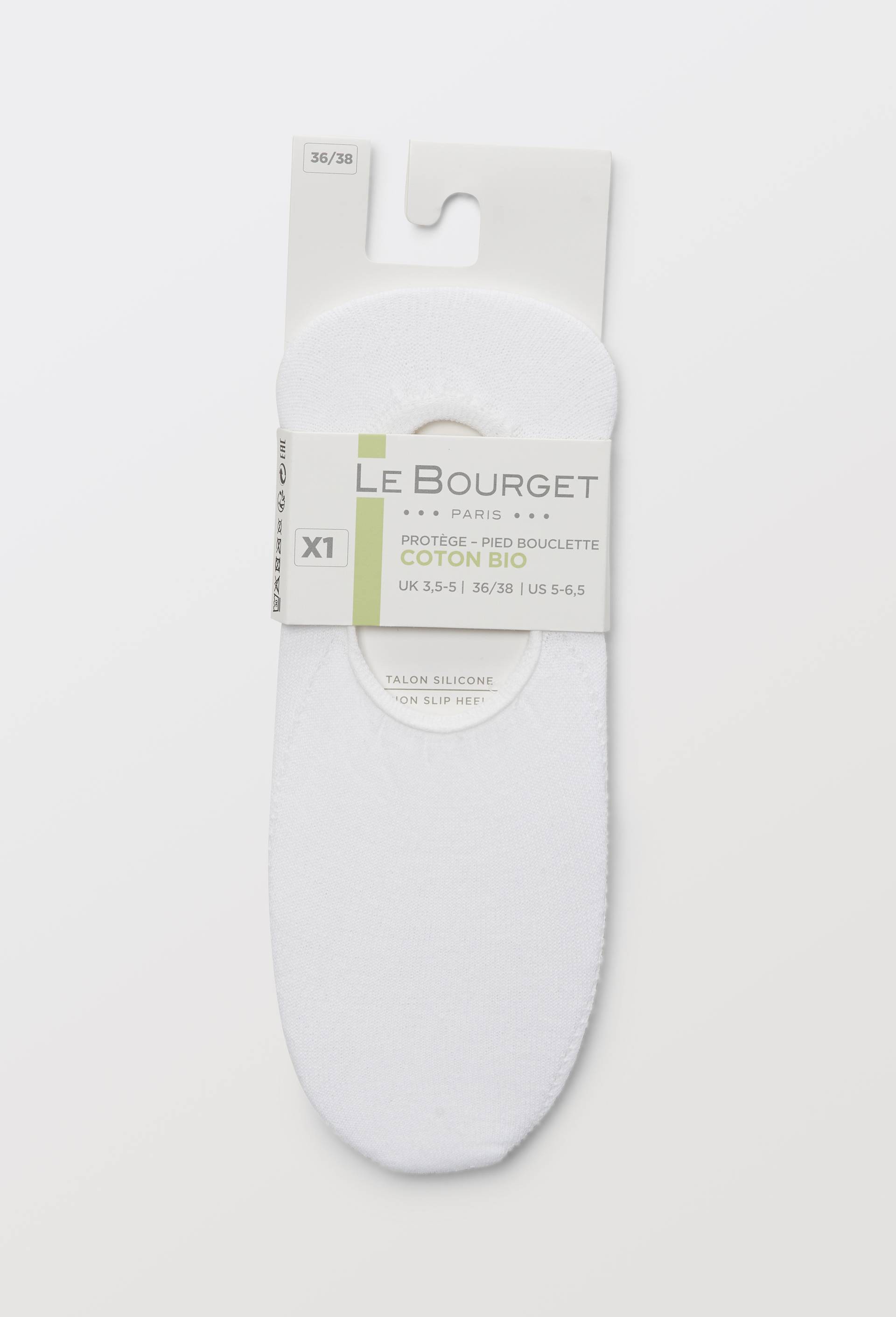 Paire de prot&egrave;ge pied en coton bio Le Bourget, Blanc, large image number 2