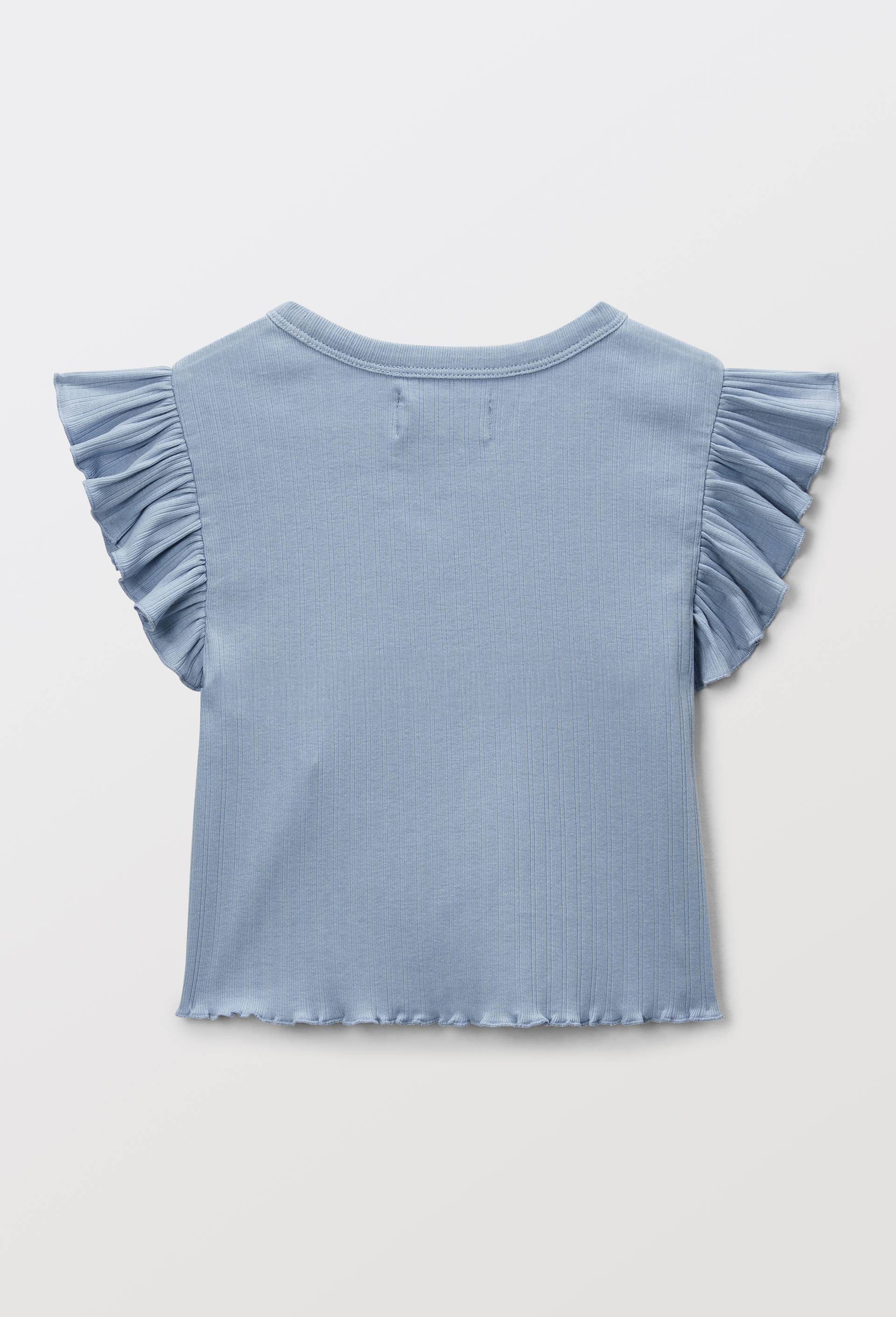 T-shirt manches volantes imprim&eacute; en coton, Bleu clair, large image number 2