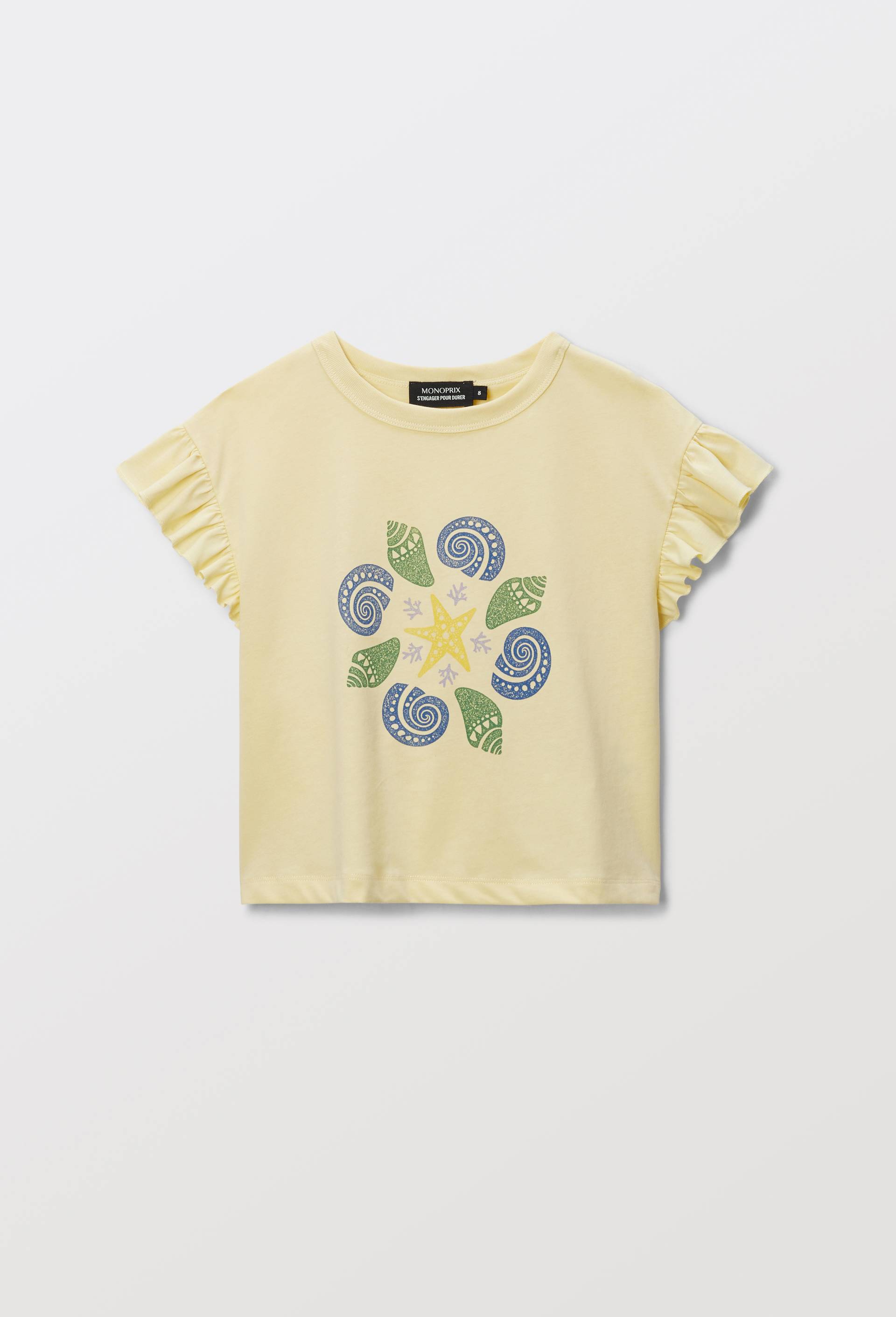 T-shirt &agrave; manches courtes imprim&eacute; en coton, Jaune clair, large image number 1.0