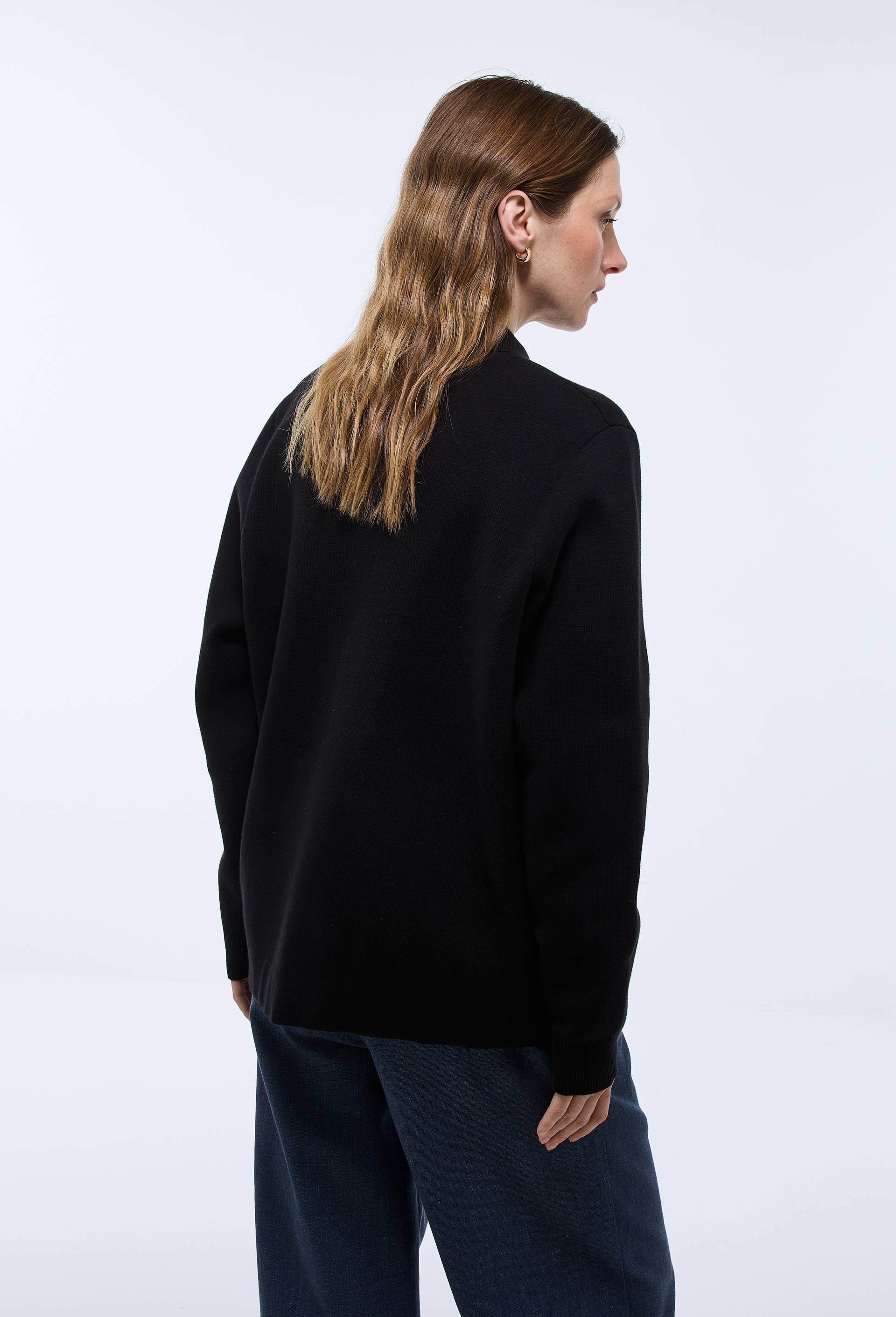 Cardigan maille poches plaqu&eacute;es, Noir, large image number 1