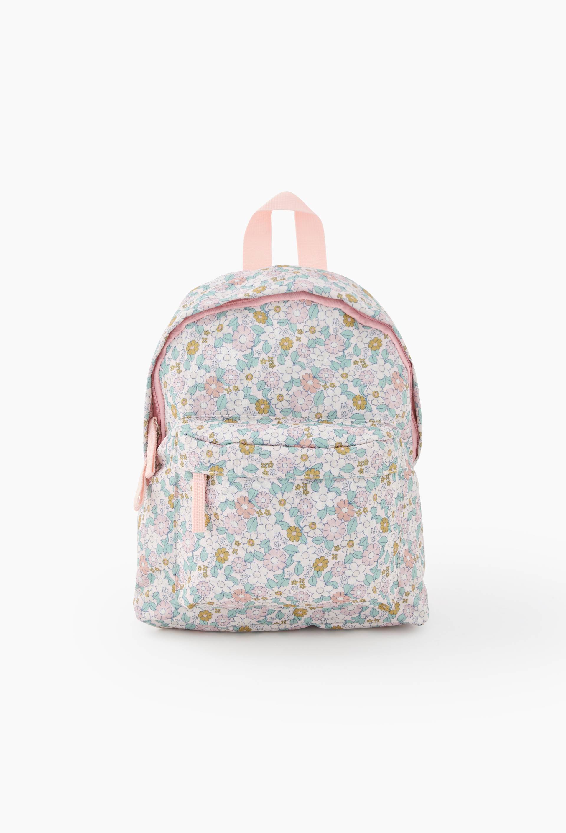 Mini sac &agrave; dos &agrave; fleurs, Rose clair, large image number 0