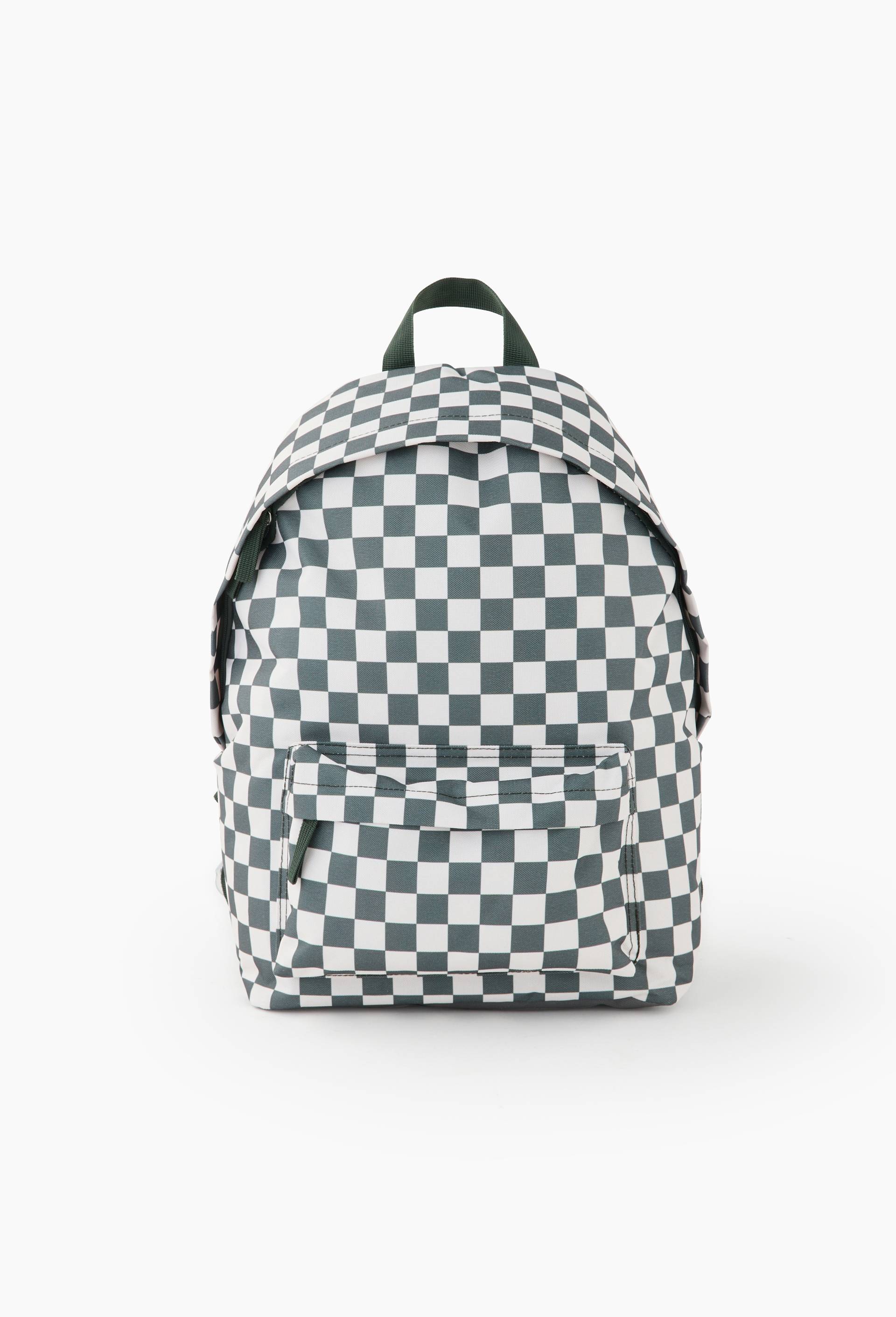 Sac &agrave; dos et trousse damier, Vert fonc&eacute;, large image number 0