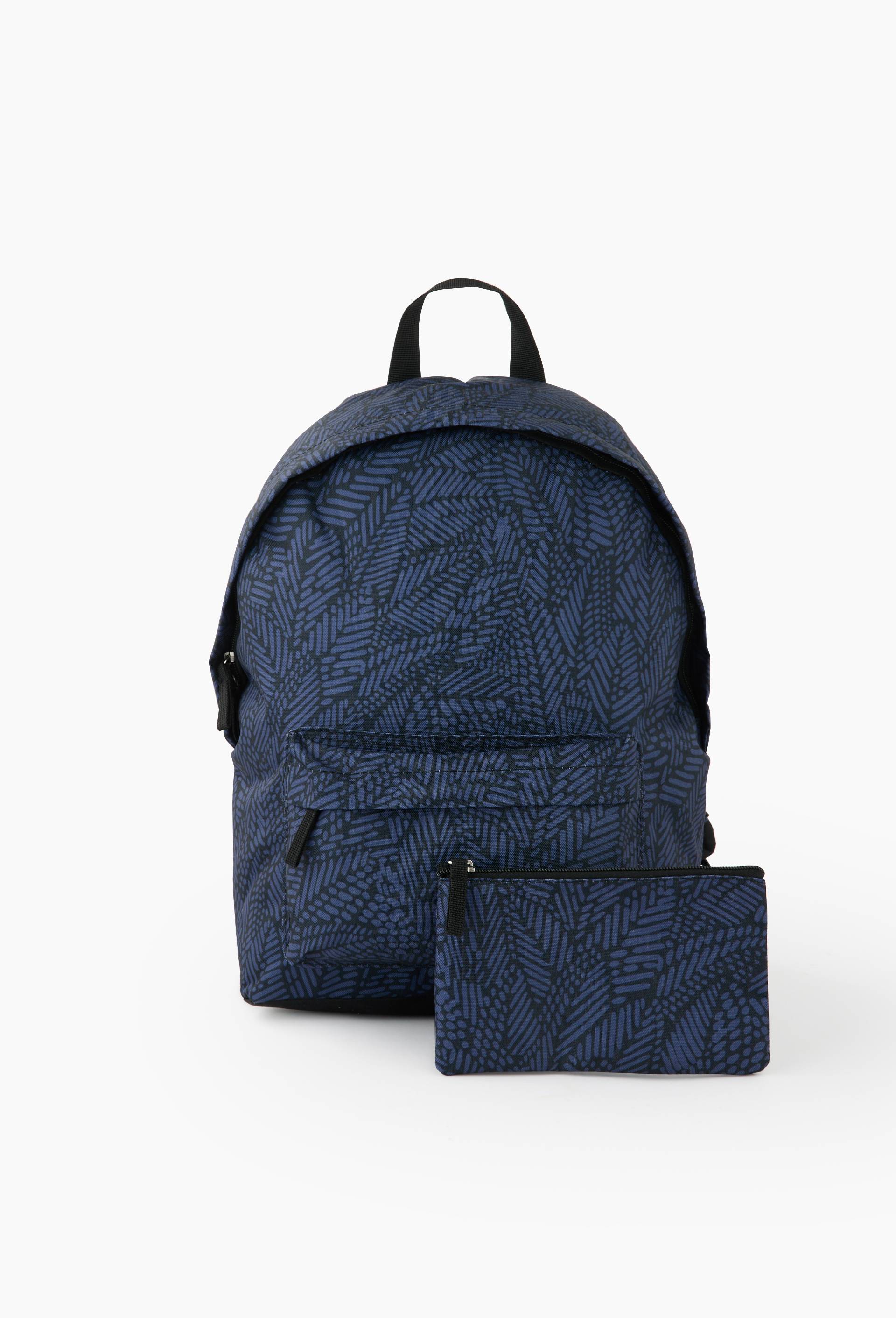 Sac &agrave; dos et trousse feuillage, Bleu fonc&eacute;, large image number 2