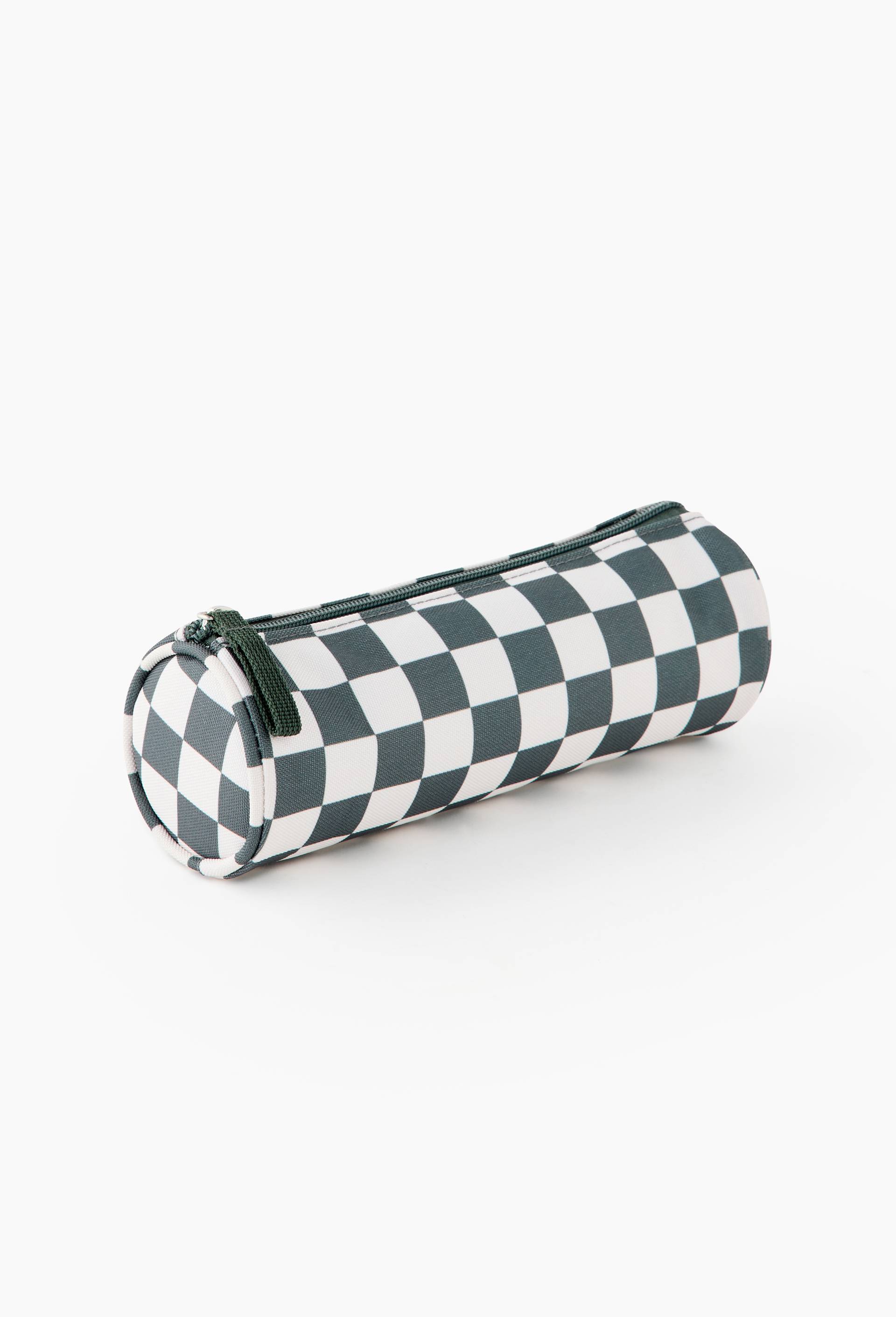 Trousse ronde damier, Vert fonc&eacute;, large image number 0