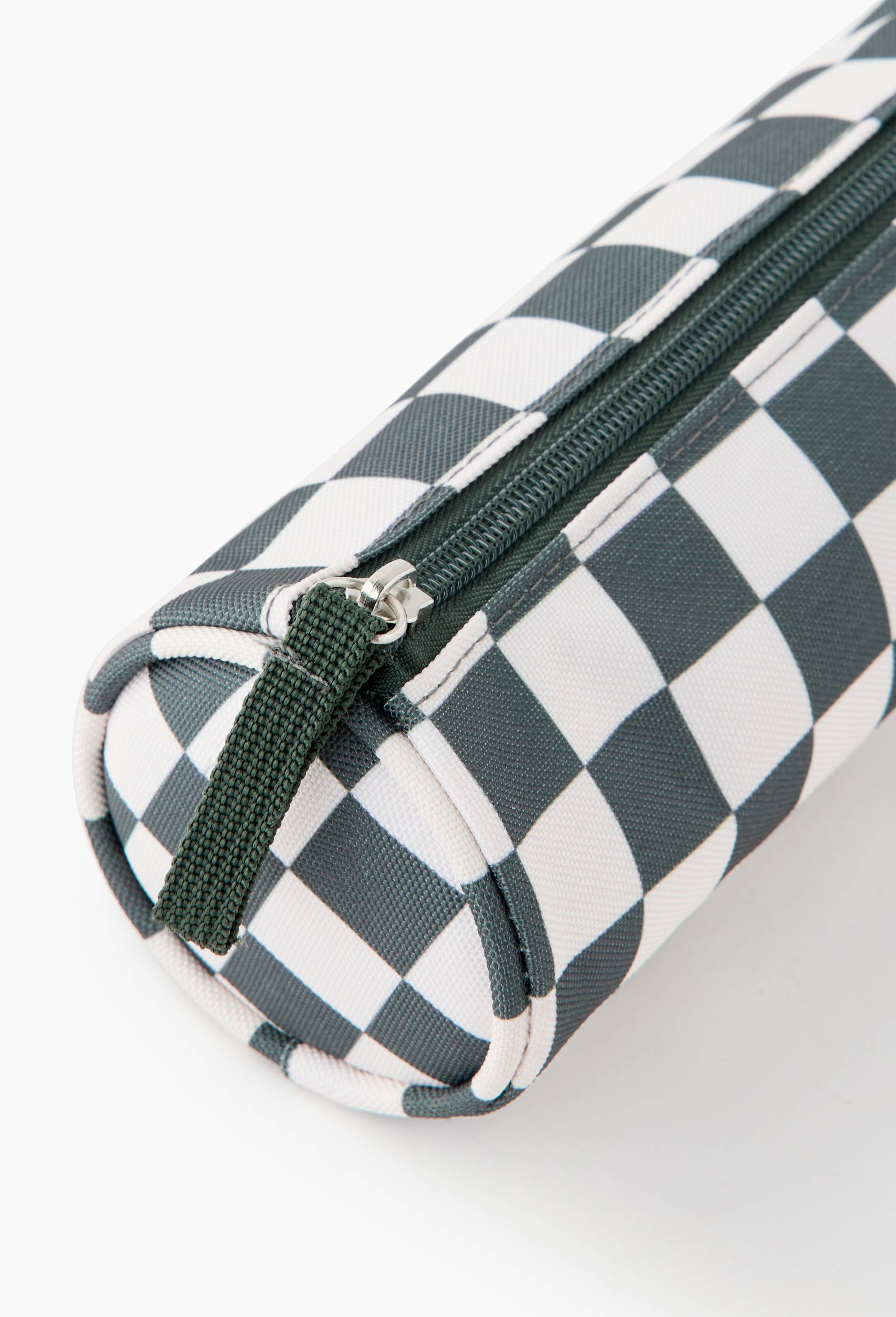 Trousse ronde damier, Vert fonc&eacute;, large image number 1