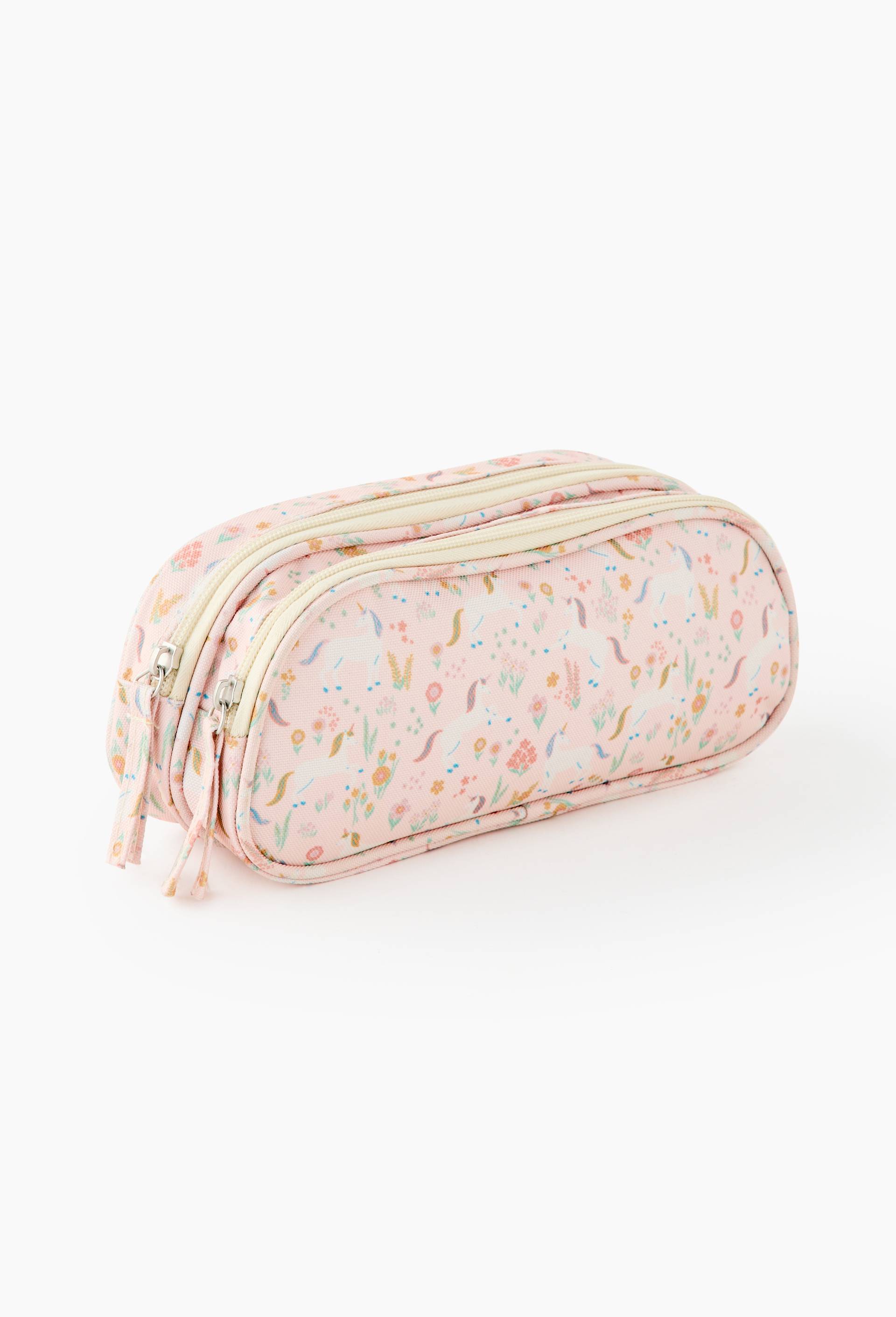 Trousse double compartiments licornes, Rose clair, large image number 0.0