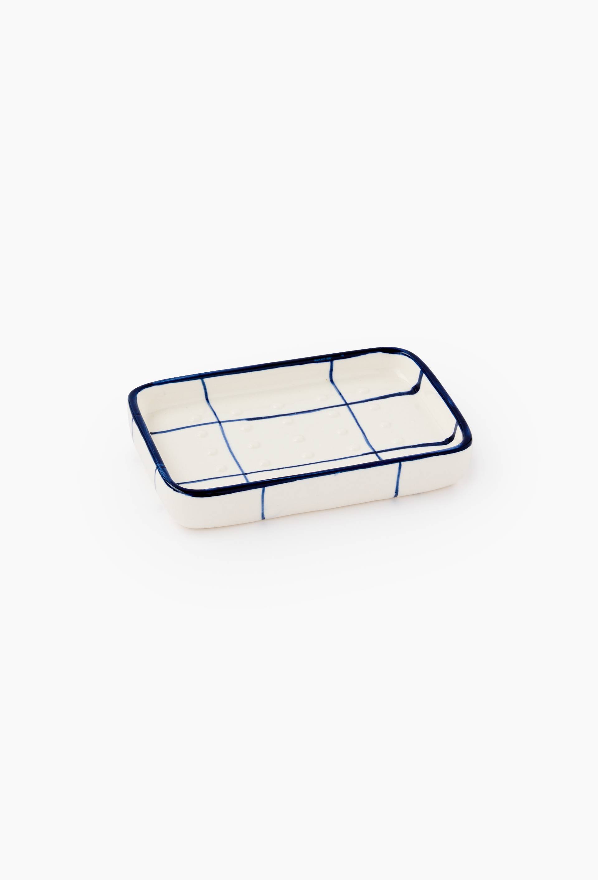 Porte savon rectangulaire en c&eacute;ramique, Bleu, large image number 0.0