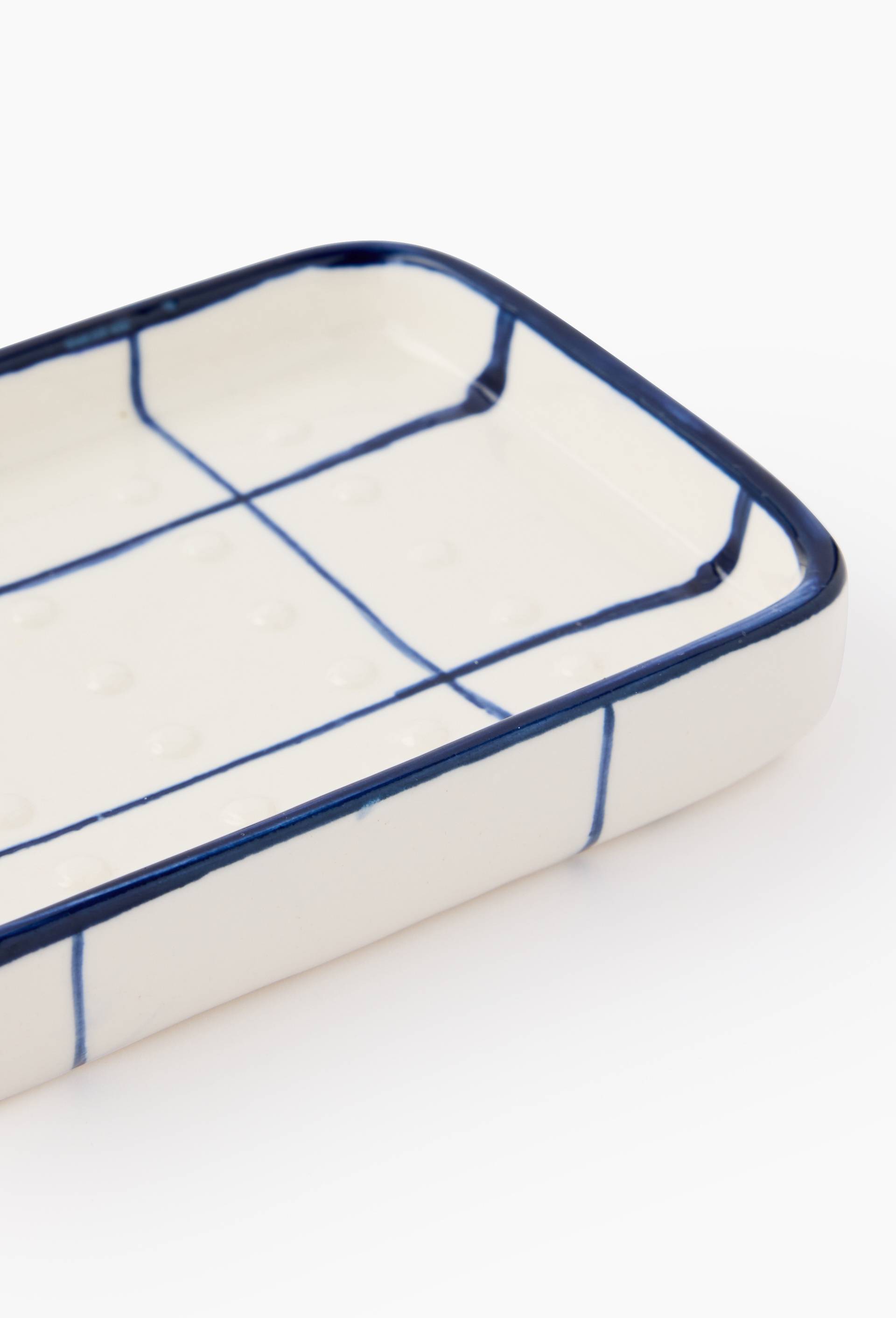 Porte savon rectangulaire en c&eacute;ramique, Bleu, large image number 1.0