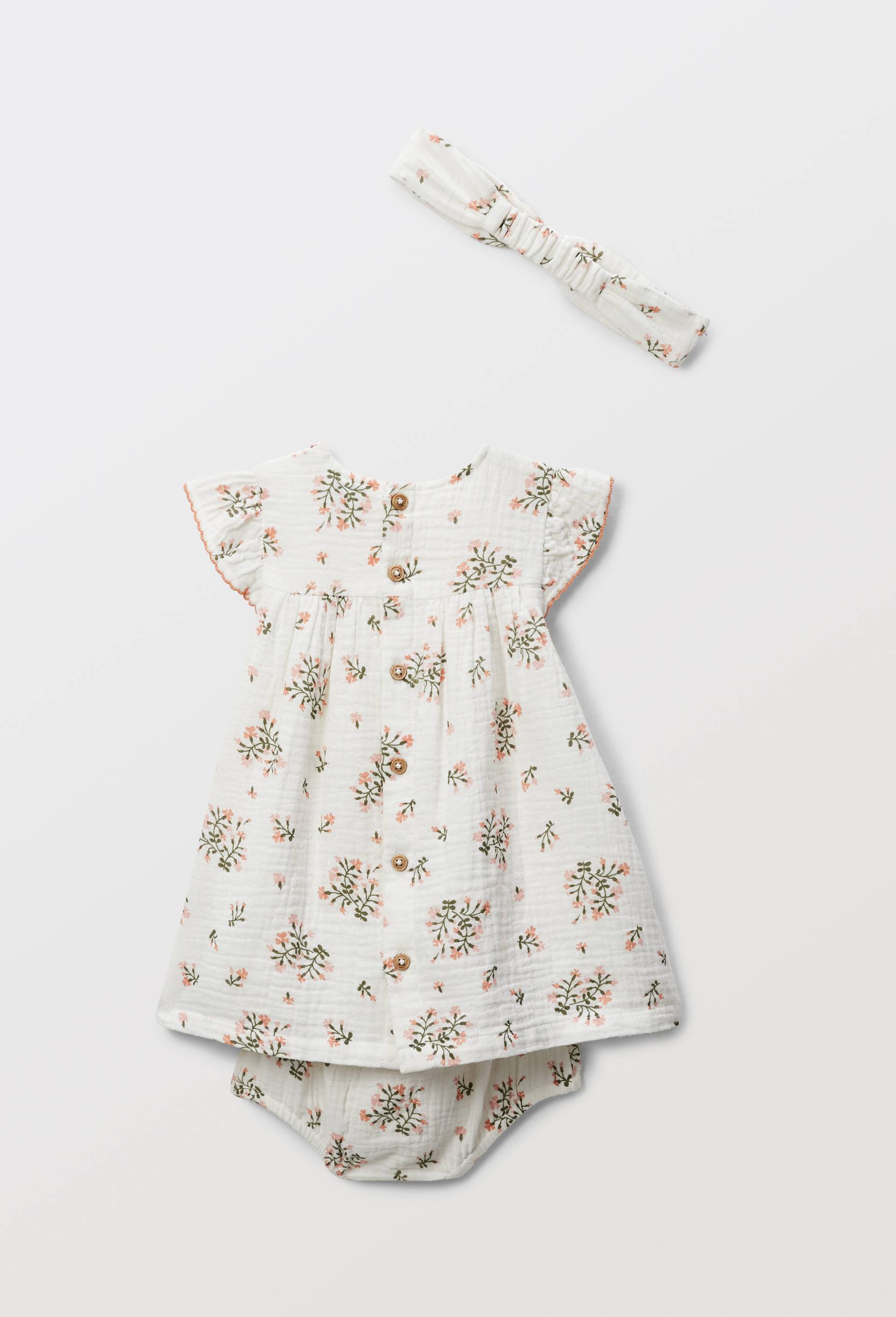 Robe en gaze de coton imprim&eacute;, Ecru, large image number 4