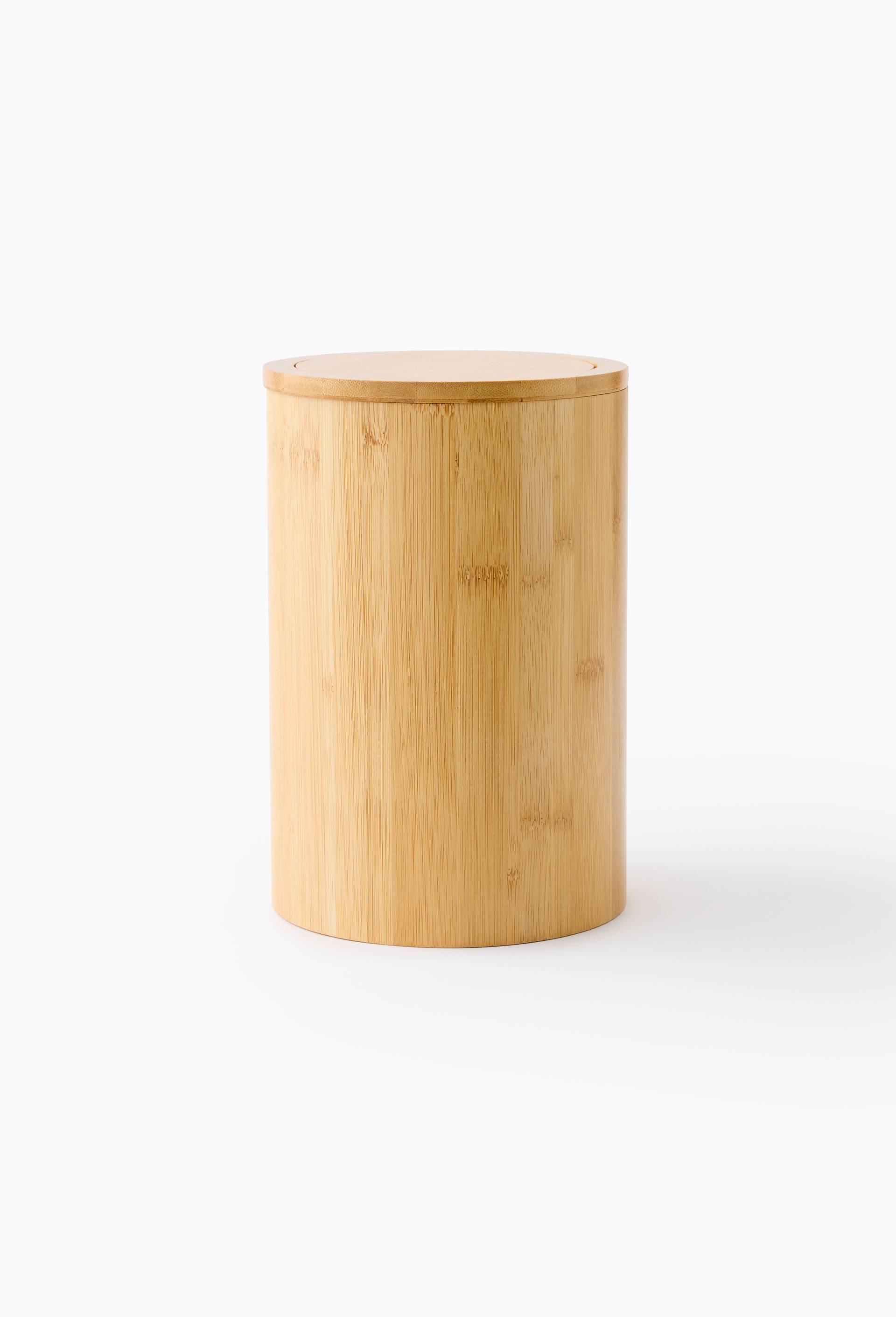 Poubelle ronde en bois fonc&eacute;, 25x16,5cm, Brun clair, large image number 0.0