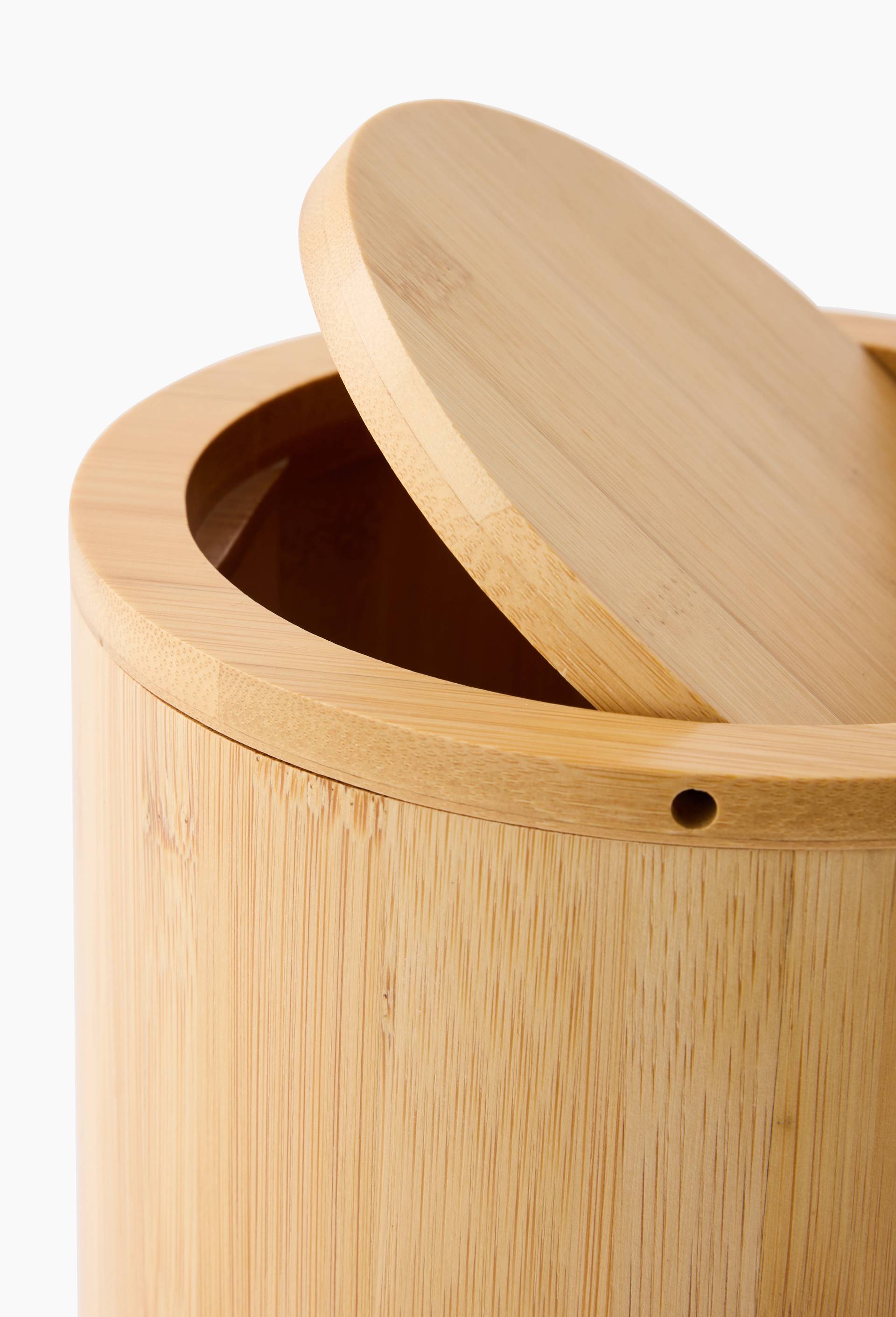 Poubelle ronde en bois fonc&eacute;, 25x16,5cm, Brun clair, large image number 1