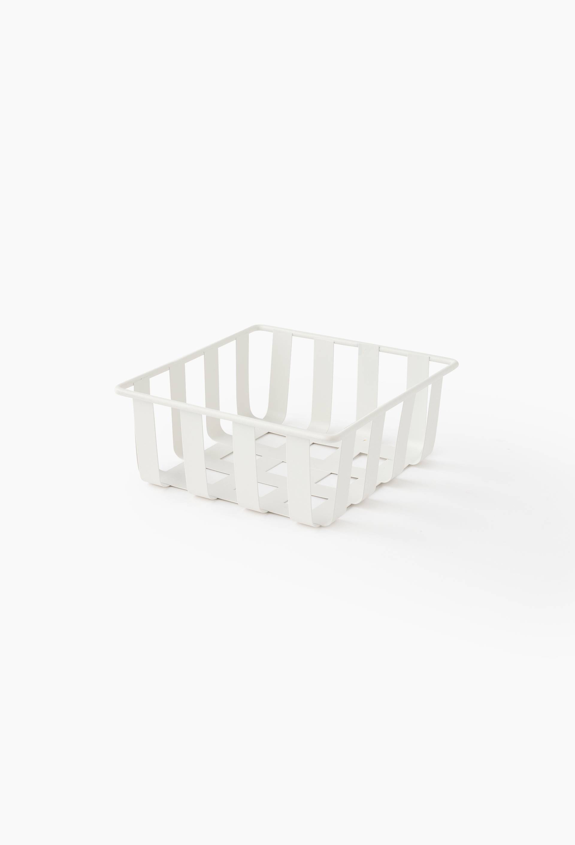 Panier en m&eacute;tal &eacute;pais, 17x17x7, Blanc, large image number 0