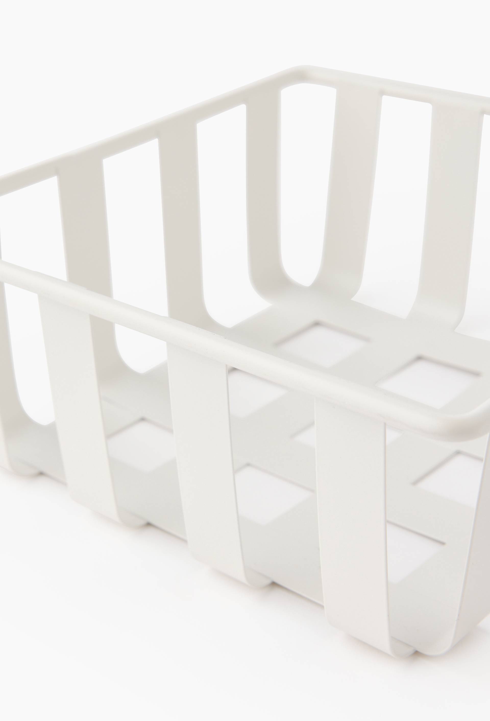 Panier en m&eacute;tal &eacute;pais, 17x17x7, Blanc, large image number 1.0