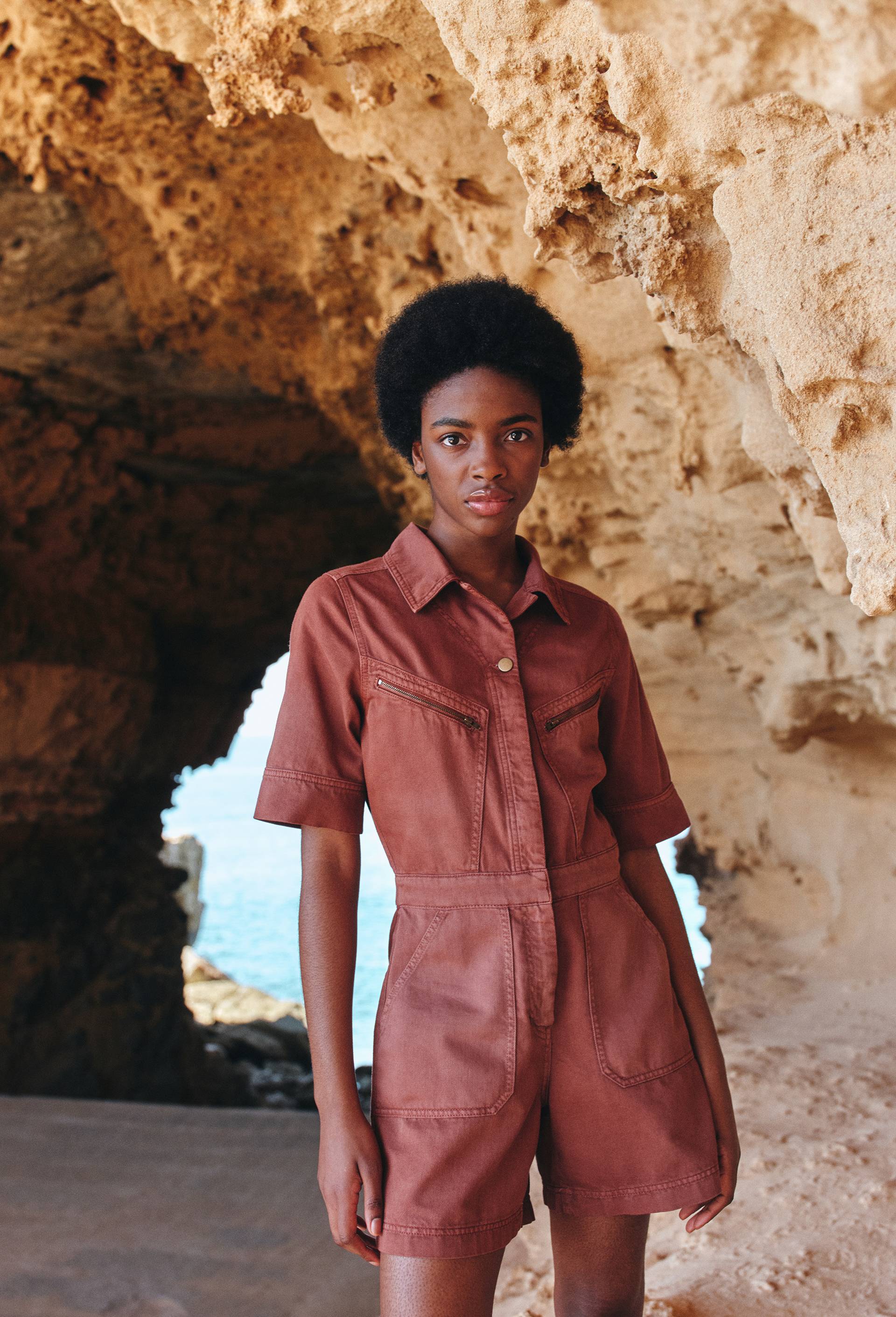 Combinaison short manches courtes, Brun fonc&eacute;, swatch image