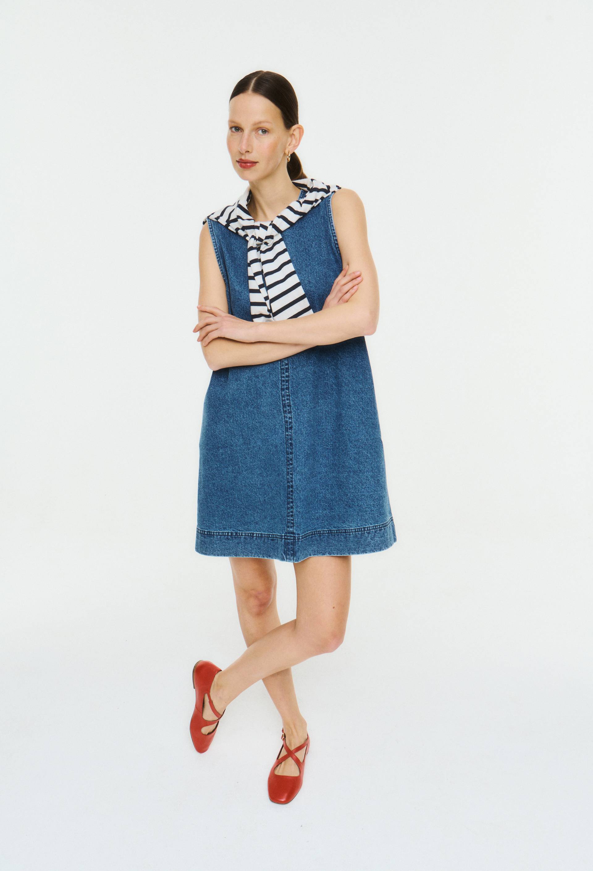 Robe courte en denim en coton BIO GOTS, Bleu fonc&eacute;, swatch image