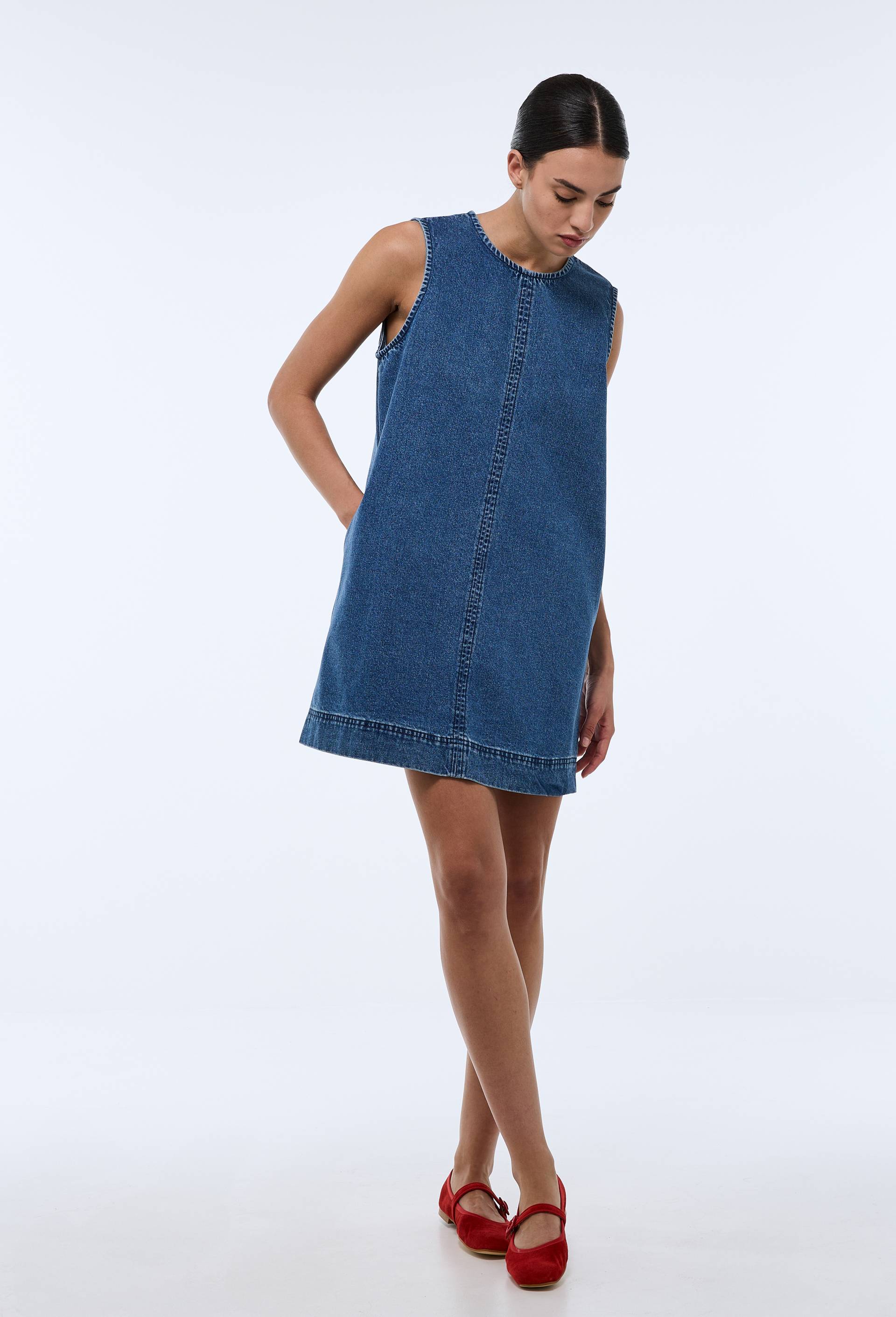 Robe courte en denim en coton BIO GOTS, Bleu fonc&eacute;, large image number 2.0