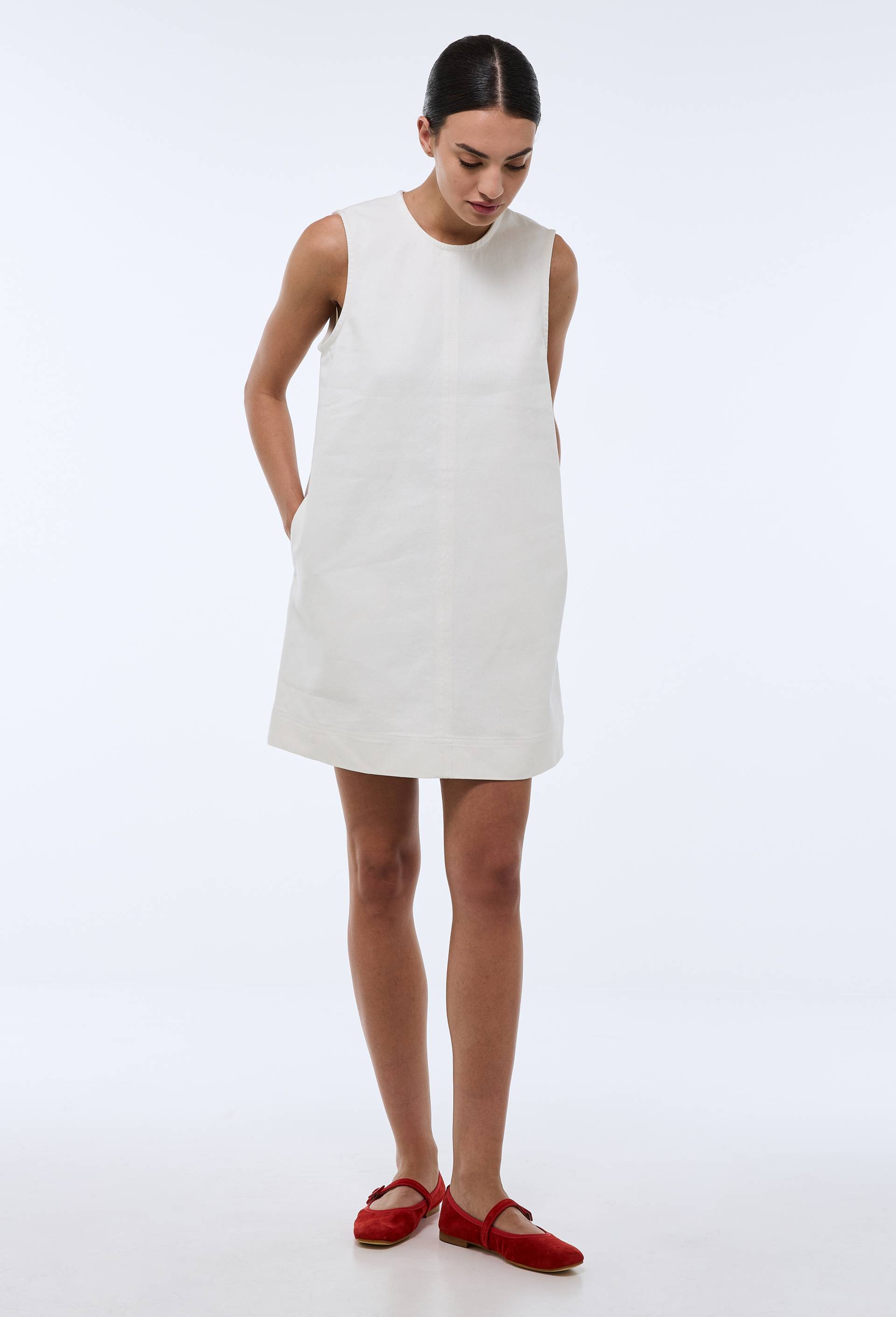 Robe courte en denim en coton BIO GOTS, Ecru, swatch image