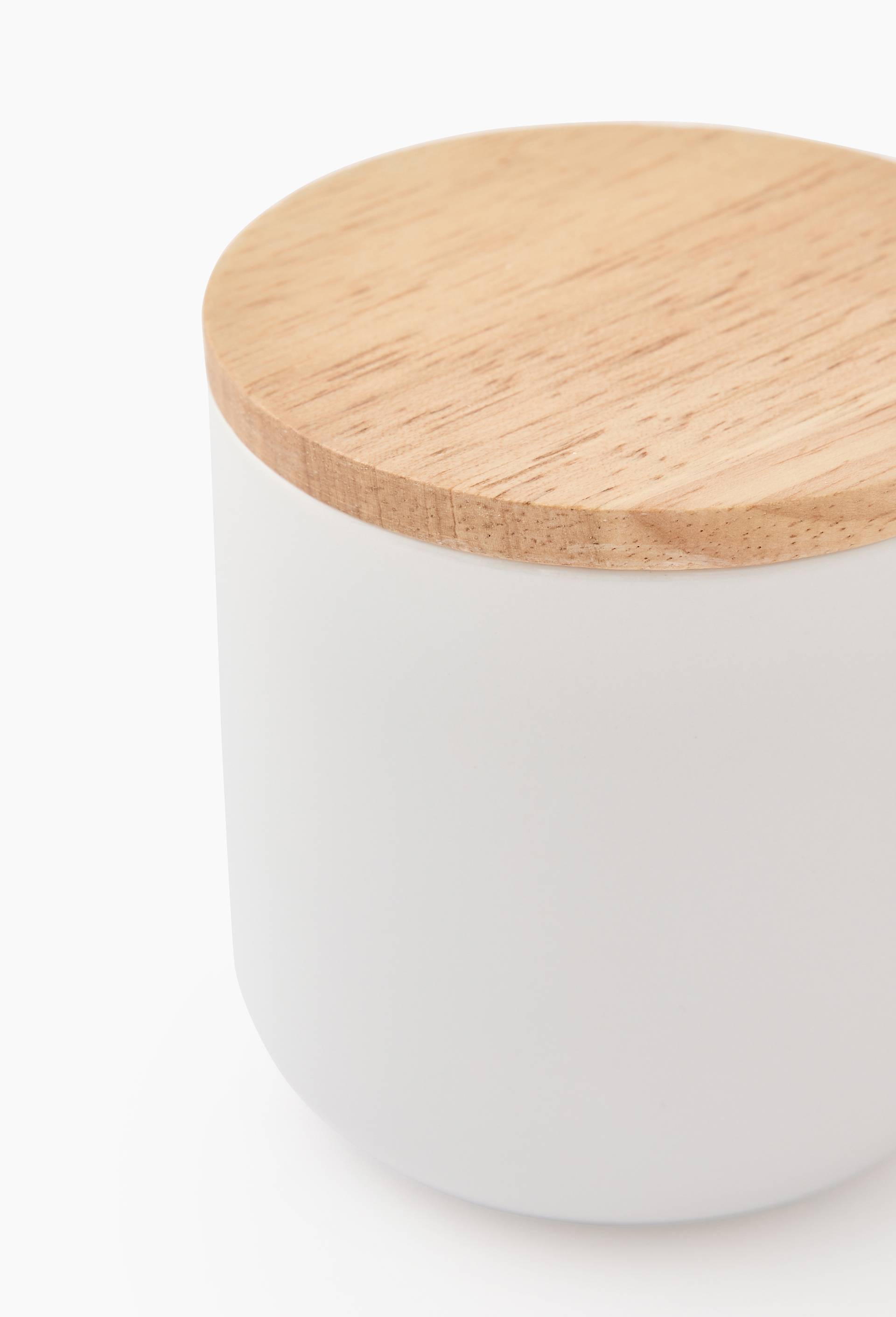 Bo&icirc;te &agrave; coton en c&eacute;ramique et bois, Blanc, large image number 1