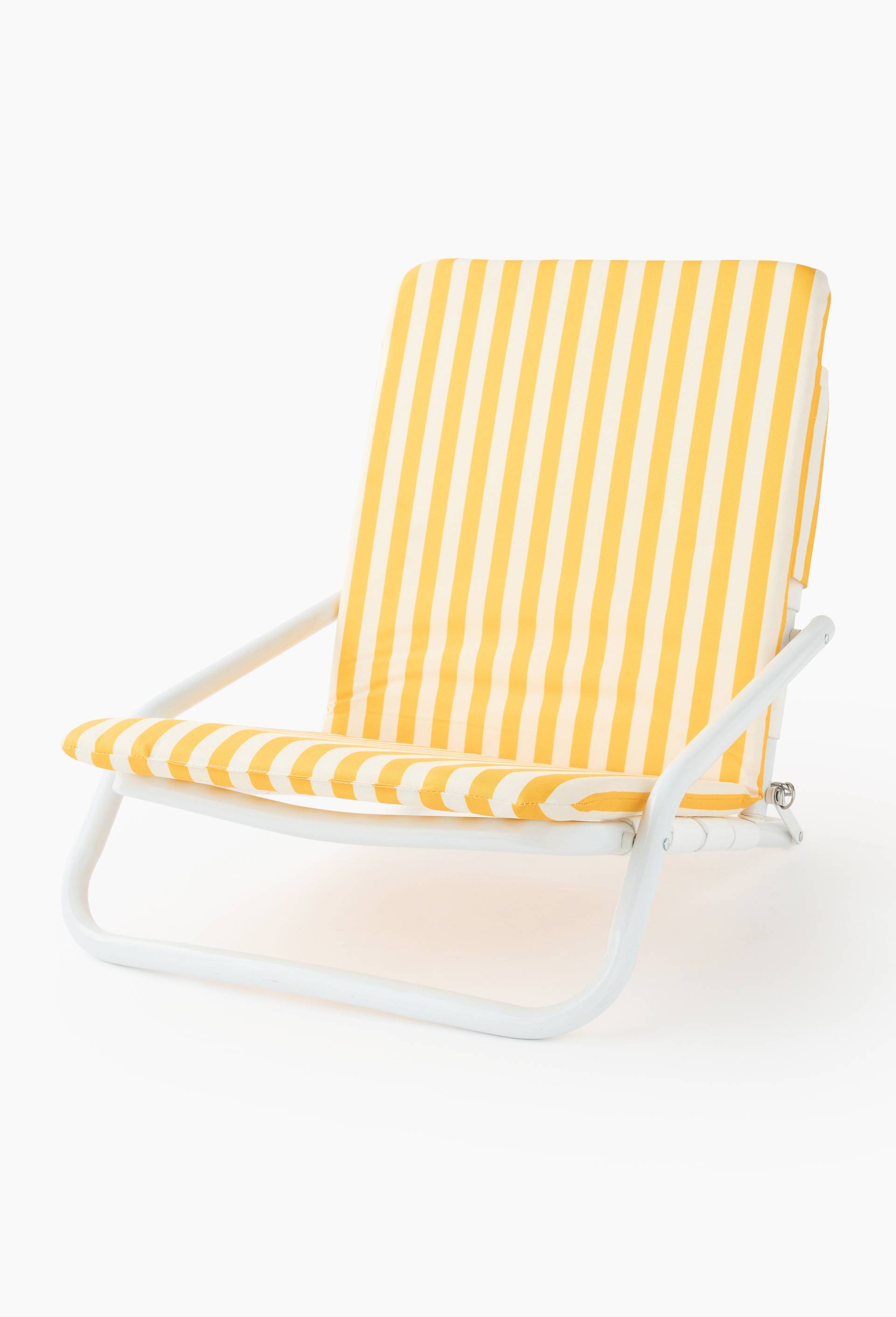 Chaise pliante en métal, matelas en tissu rayé, Jaune clair, large image number 0