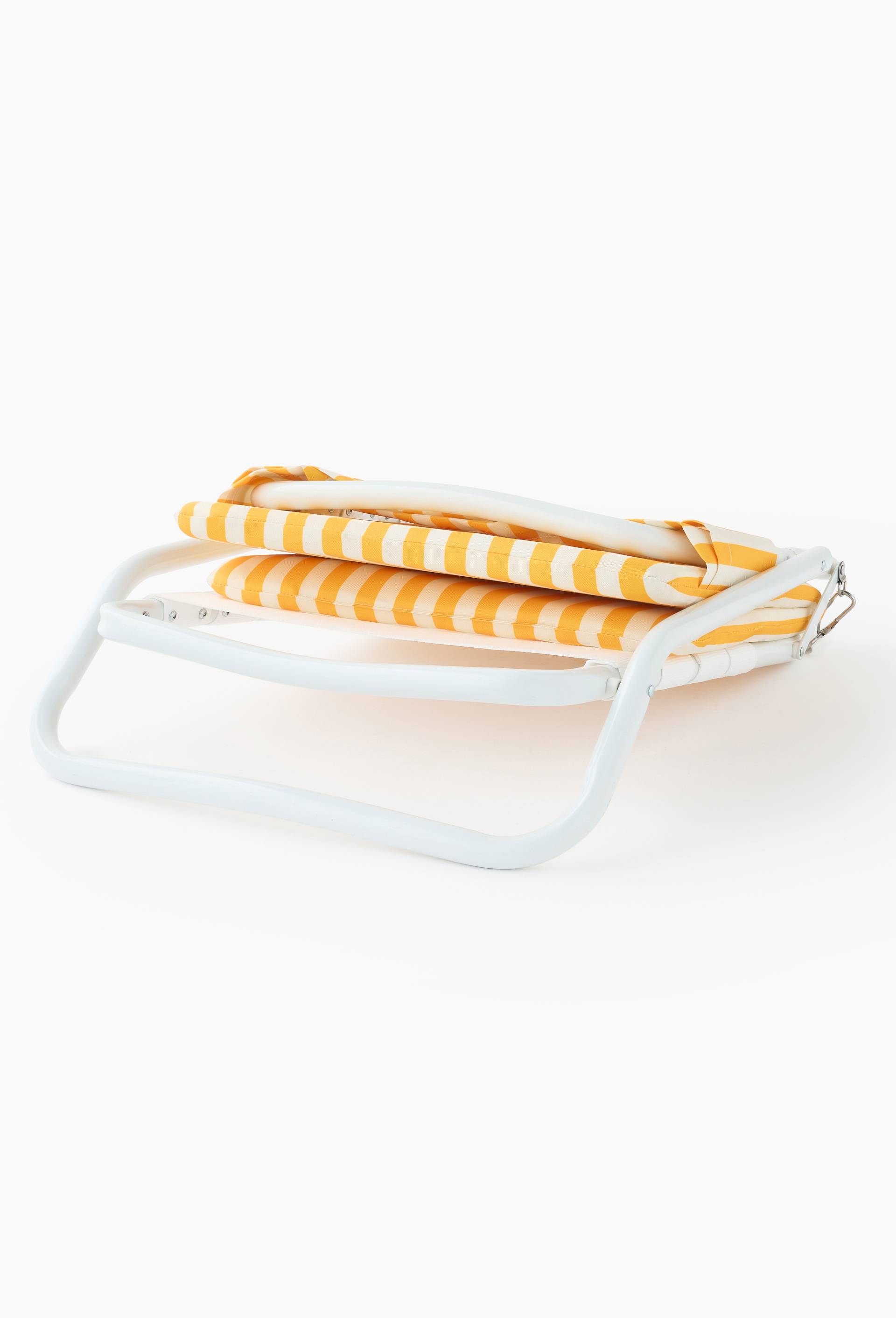 Chaise pliante en métal, matelas en tissu rayé, Jaune clair, large image number 1