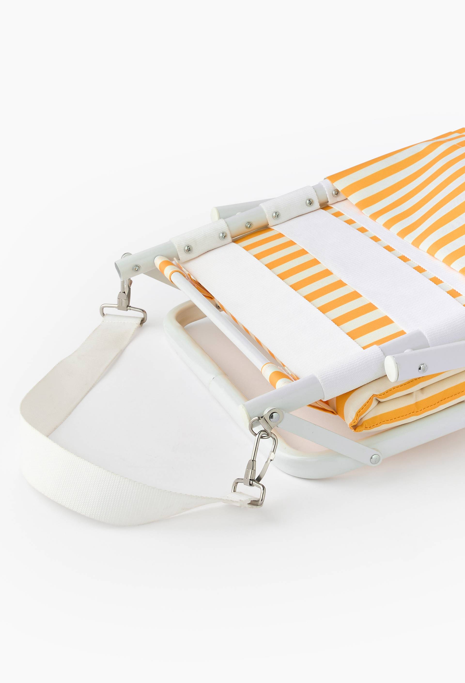 Chaise pliante en m&eacute;tal, matelas en tissu ray&eacute;, Jaune clair, large image number 1