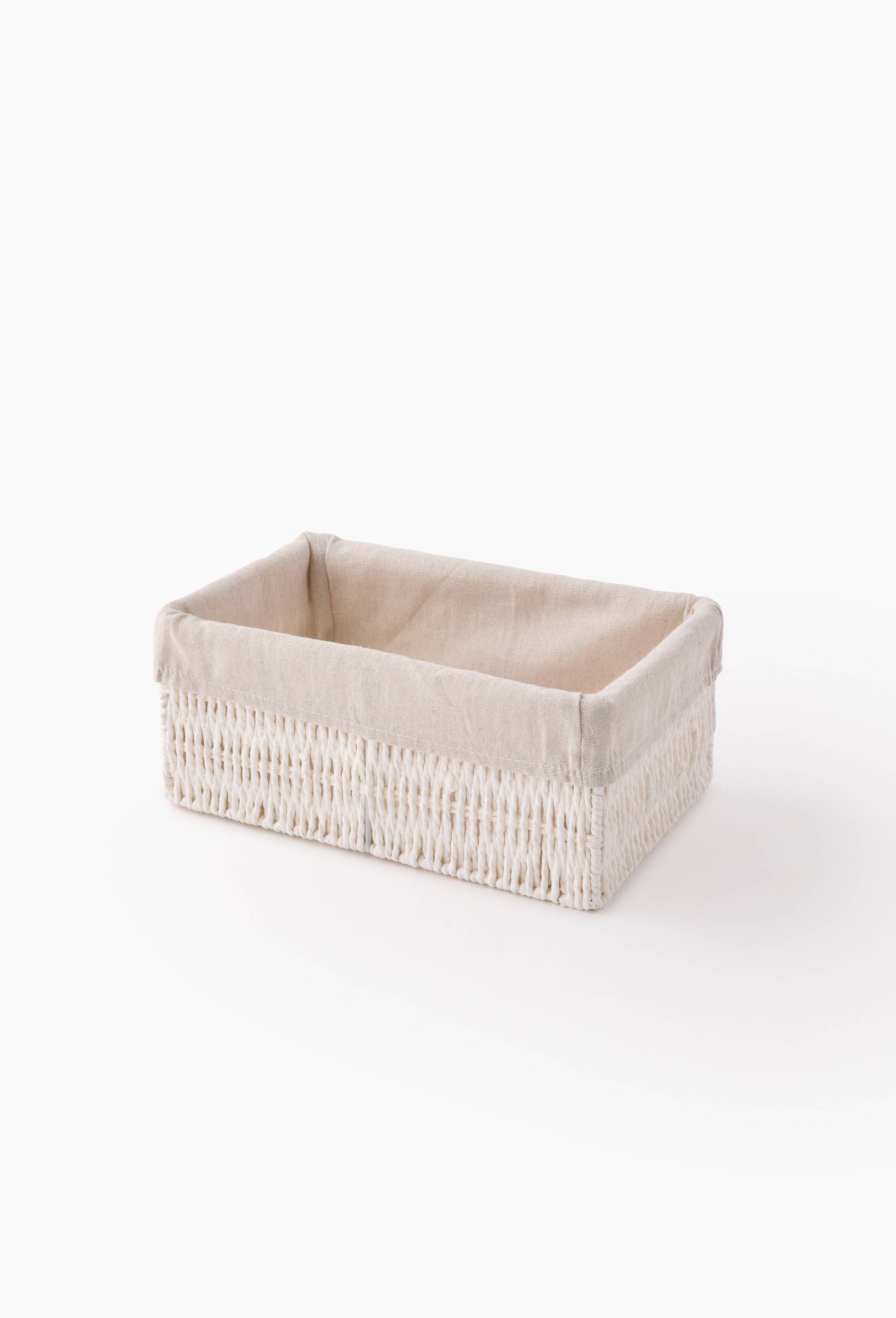 Panier de rangement rectangulaire, 29x19x12 cm, en plastique, Blanc, large image number 0.0