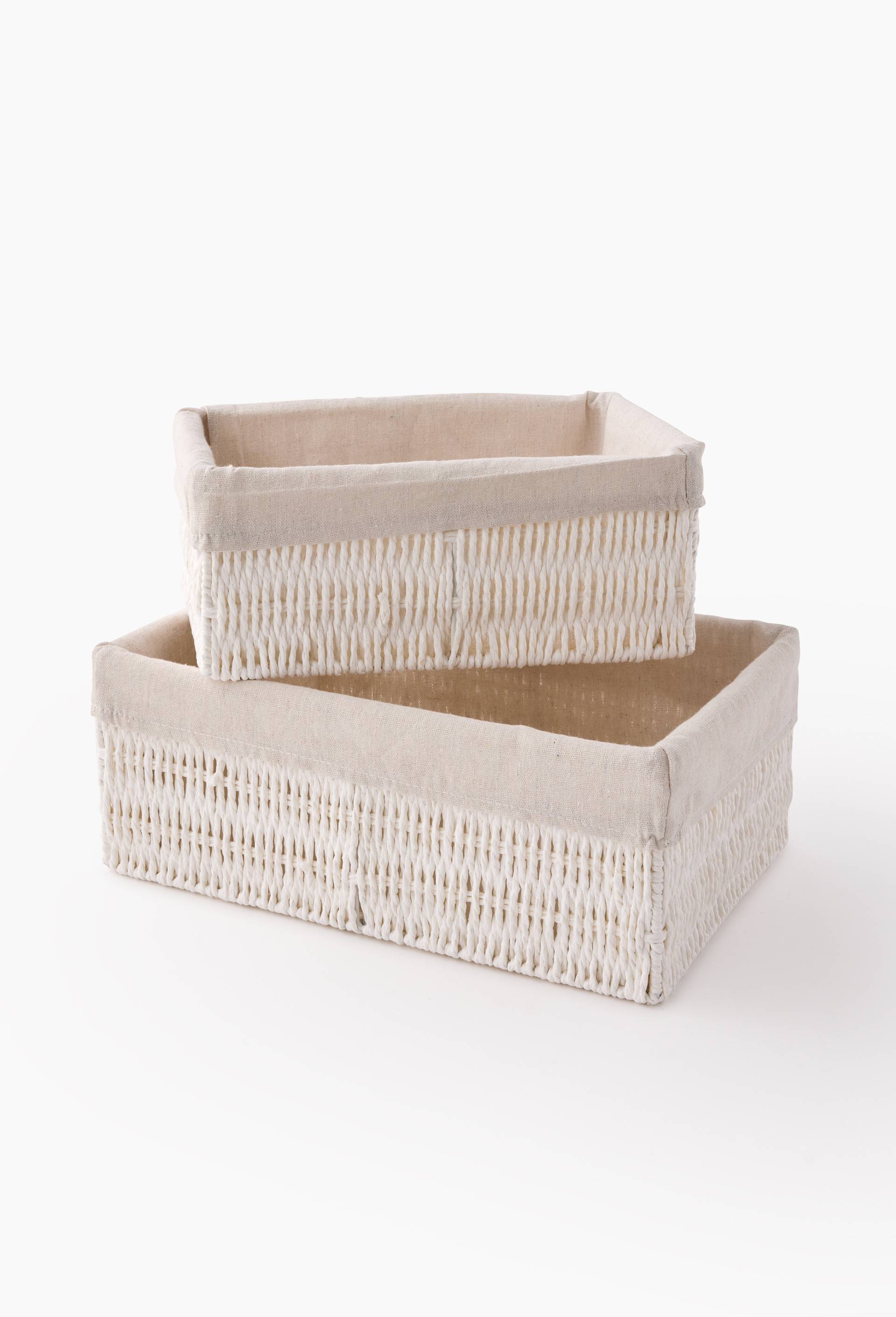 Panier de rangement rectangulaire, 29x19x12 cm, en plastique, Blanc, large image number 1.0