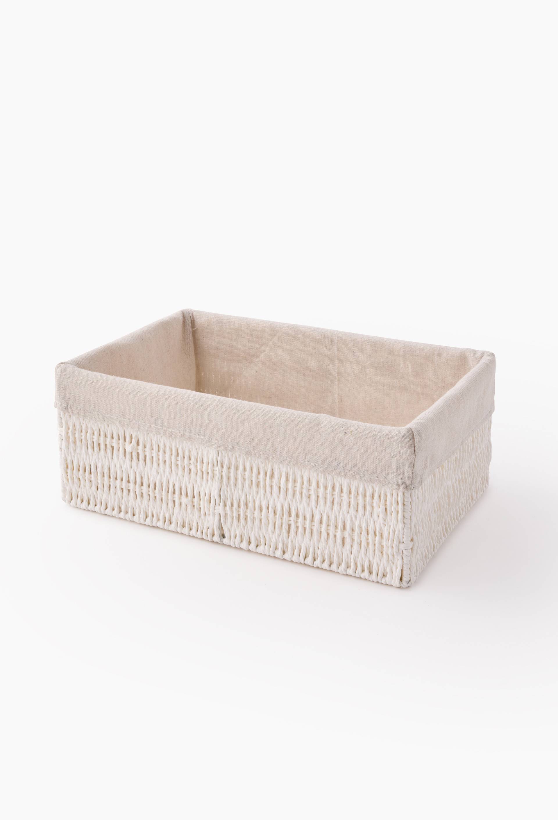 Panier de rangement rectangulaire, 36x24x14 cm, en plastique, Blanc, large image number 0