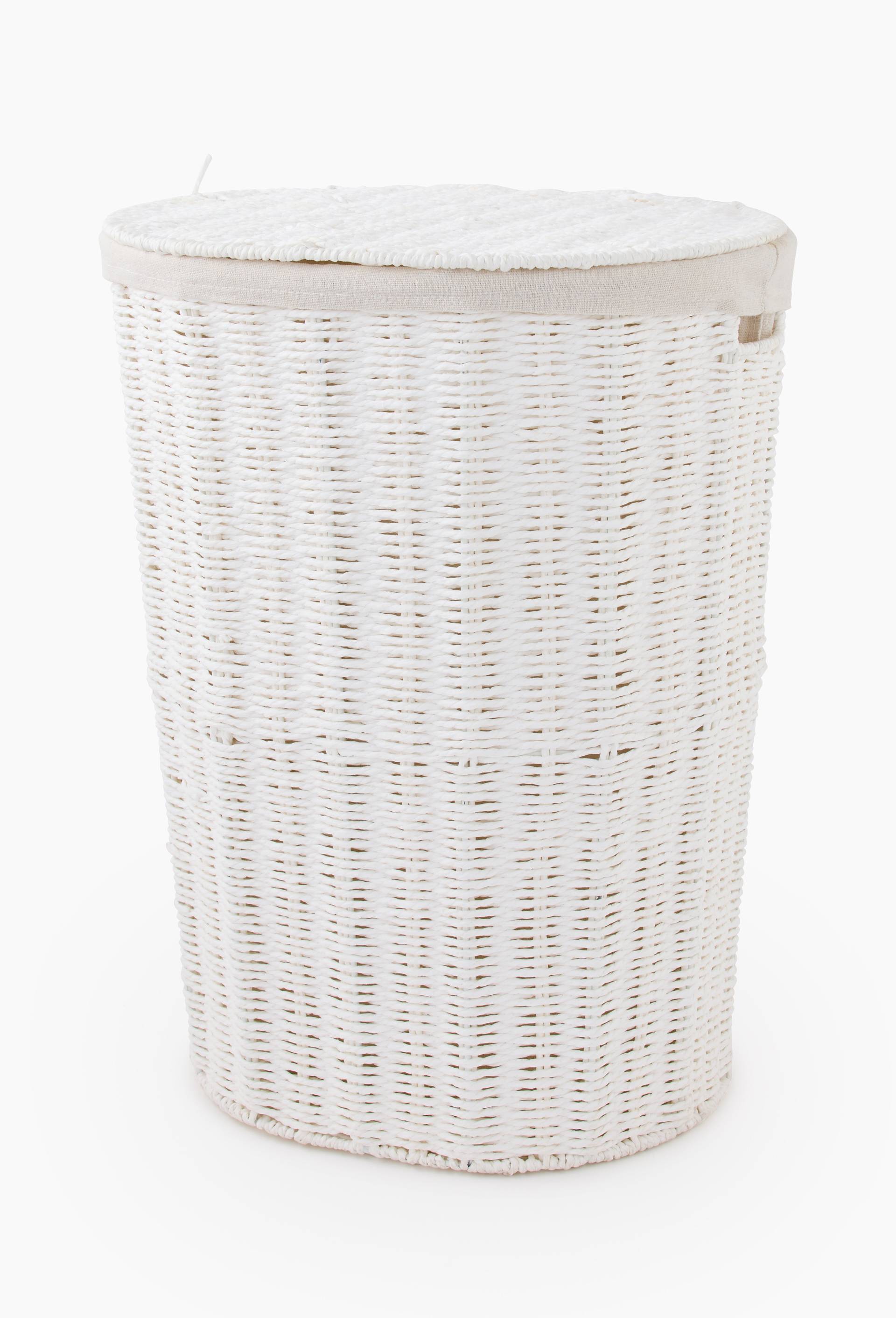 Panier oval haut en papier, 42x30xH52cm, Blanc, large image number 0